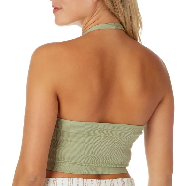Bozzolo Ribbed Backless Halter Tank Top - Image 2
