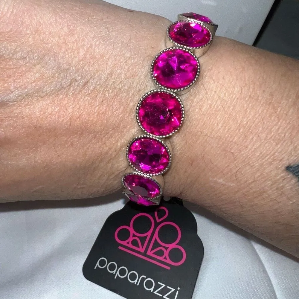 Paparazzi Barbie Pink Crystal Stretch Bracelet - Image 2