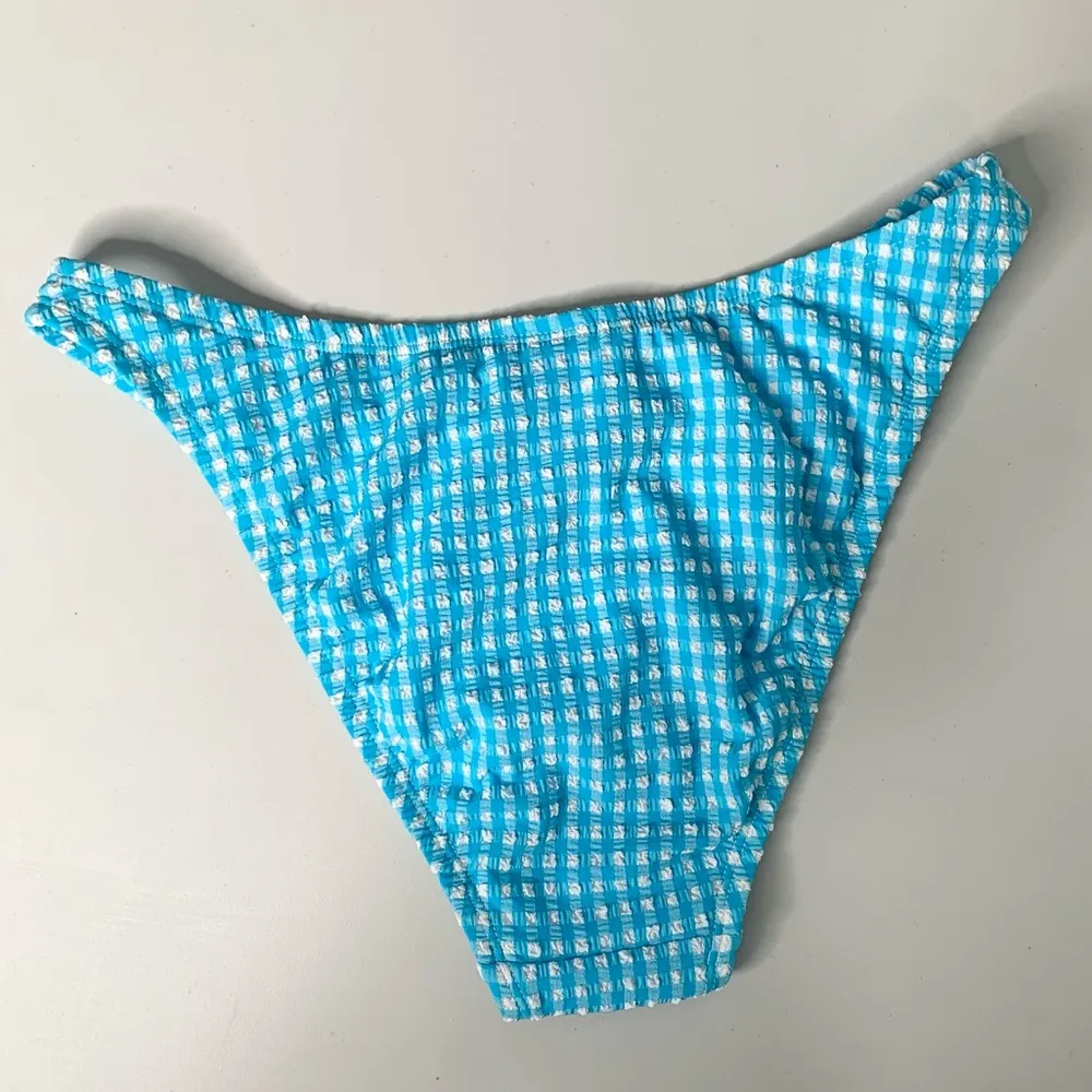Lilly Pulitzer 2 Pico High Cut Bikini Bottom Turquoise Oasis Crinkle Gingham - Image 3