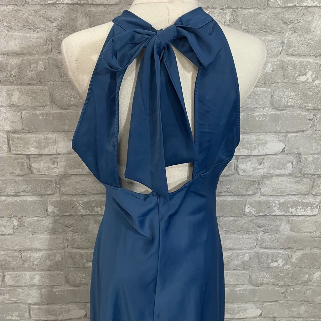 Vici Steel Blue Hollyn Halter Neck Satin Midi Dress - Image 7