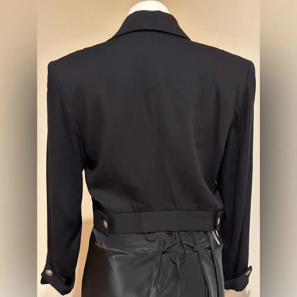 N.I.C New York Black Double Breasted Metal Buttons Cropped Blazer Sz 12 Lined. - Image 6