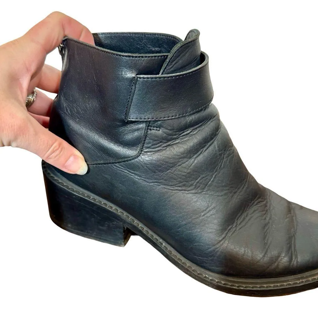 Helmut Lang Schist Envelope Block Heel Calfskin Leather Bootie Ankle Boot Sz:38 - Image 7
