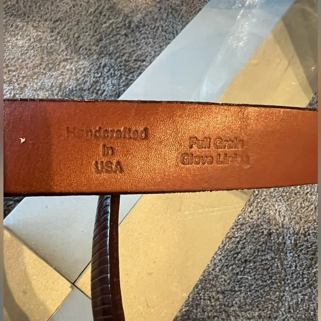Brighton Brown Leather Belt Textured Glove Lining USA Made Unisex 36 Rich Color - Image 8