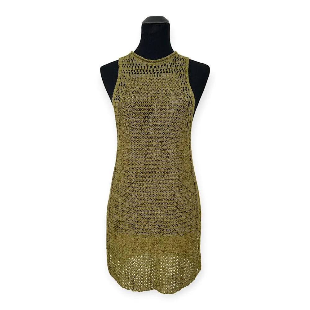 Elizabeth and James | S | Olive Cord Pointelle Knit High Slit Long Sweater Tank - Image 5