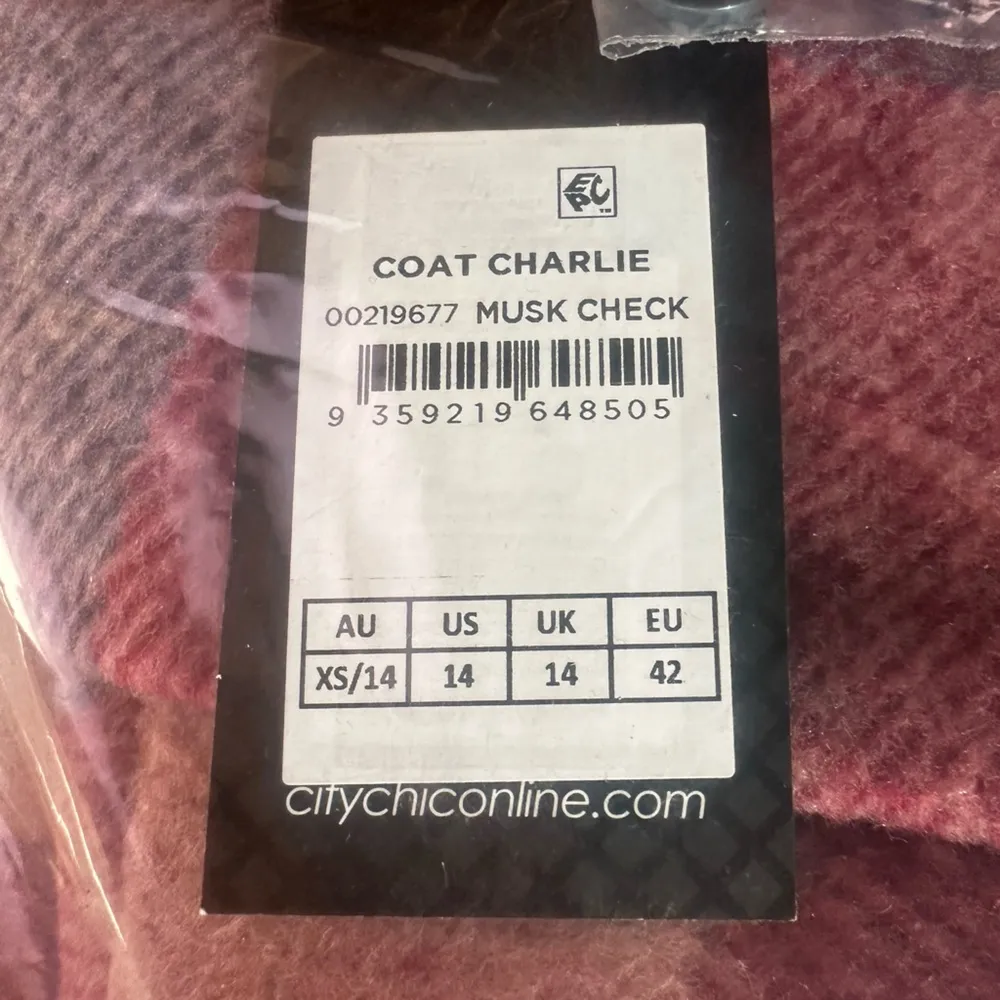 City Chic NWT Charlie coat musk check sz XS/14W 22” p2p - Image 15