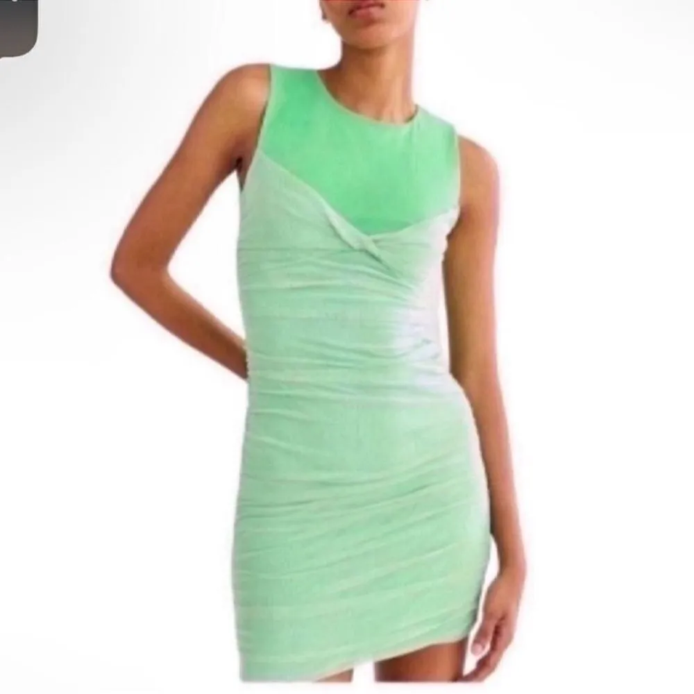 ZARA  Green Mini Tulle Dress (Size Medium) - Image 2