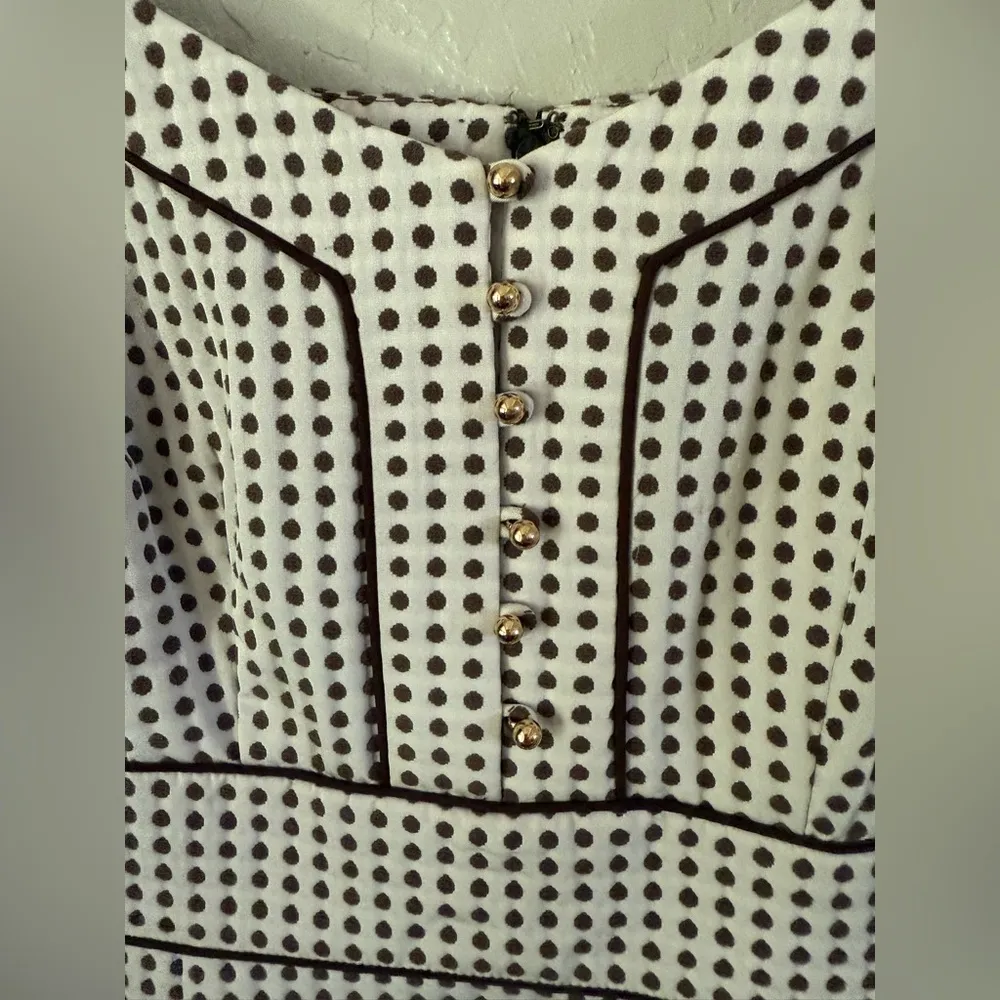 Antonio Melani Dress Womens 8 Sleeveless Ivory Brown Dots Fully Lined Sheath - Image 4