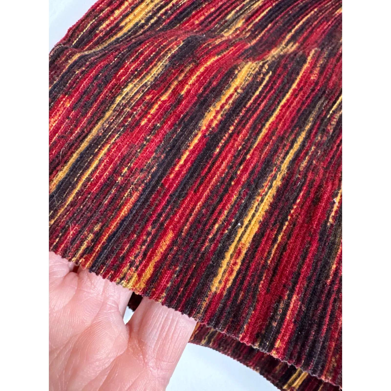 1970s handmade ribbed velvet midi dress short sleeve one pocket medium to large - Image 3