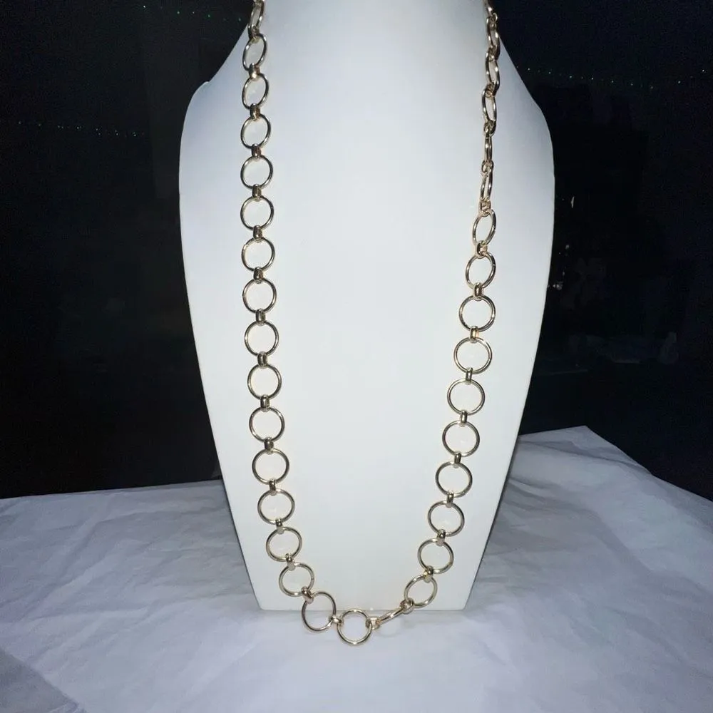 Gold Tone Circle Chain Toggle‎ Necklace - Image 3