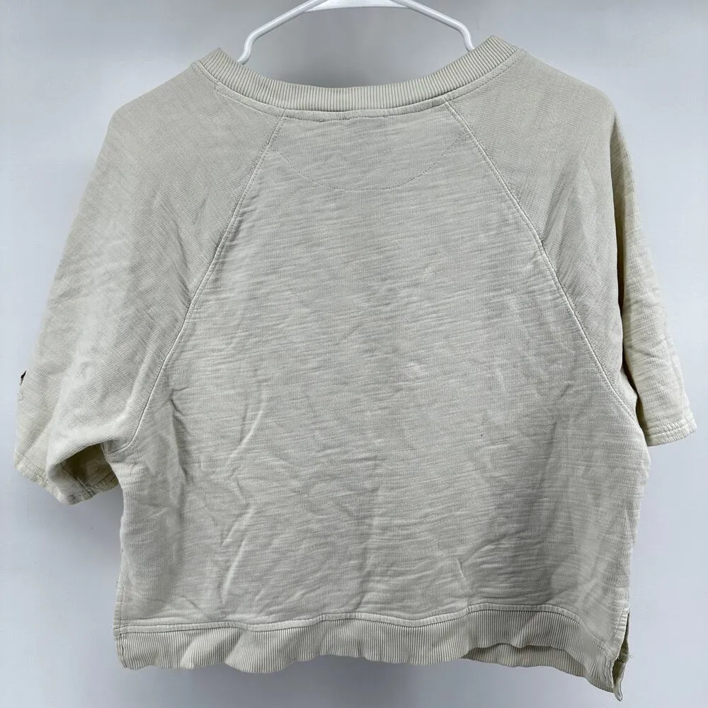 Anthropologie Postmark Patchwork Sweater Boxy Round Neck White XSmall - Image 8