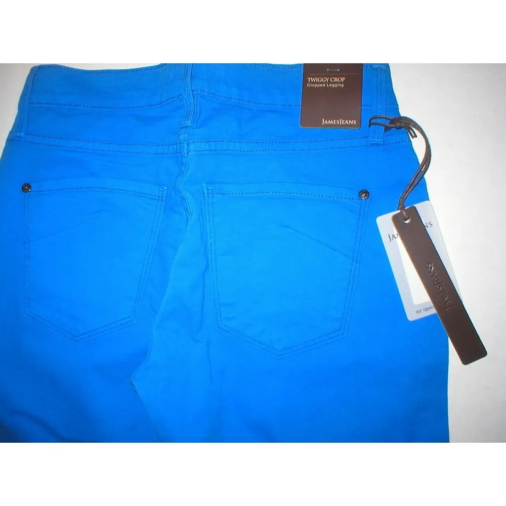 New Womens James Jeans Designer 29 Skinny Twiggy Crop Bright Blue USA NWT Capri - Image 7