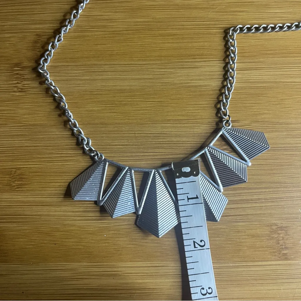Geometric Silver Necklace - Image 4
