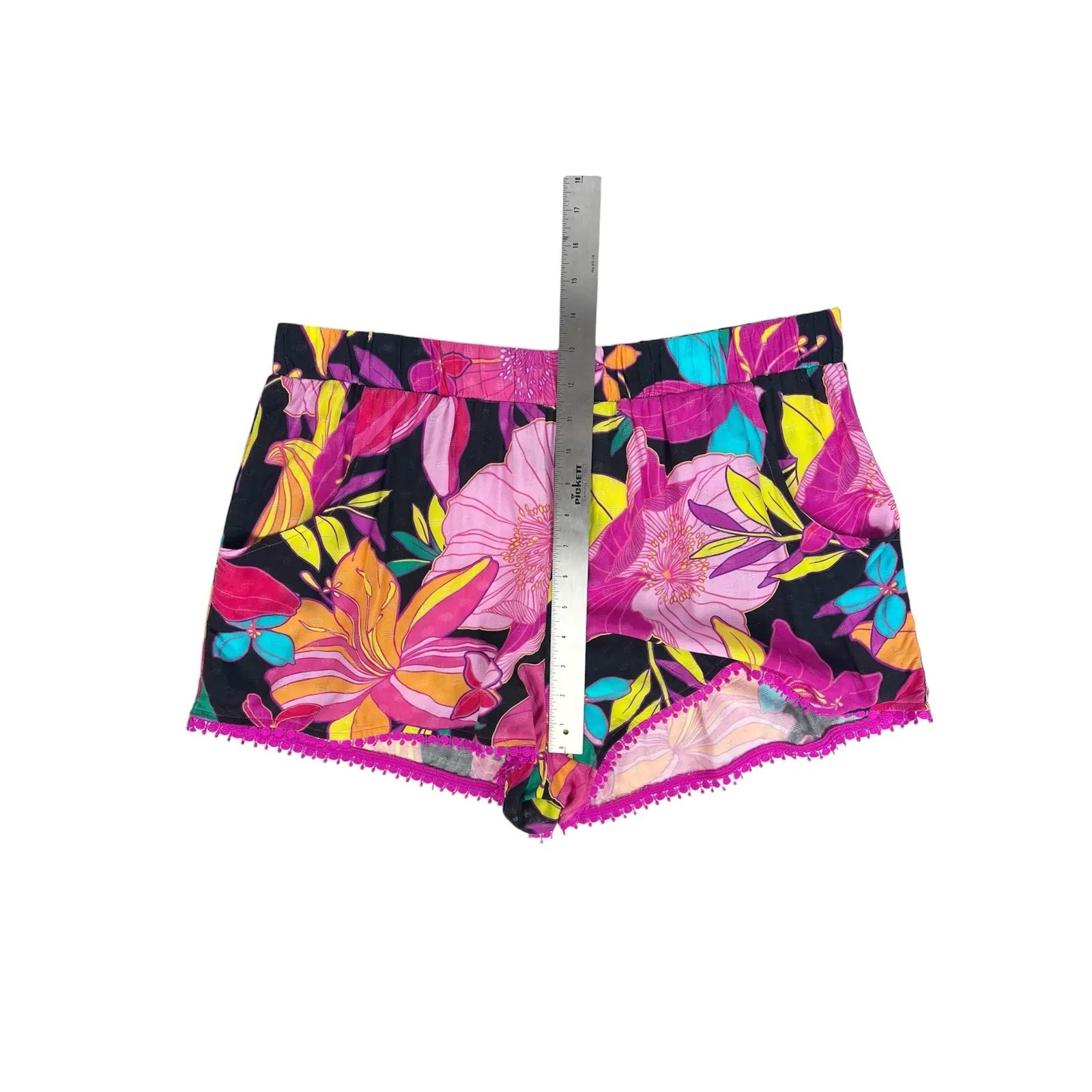 Trina Turk Solar Floral Pink Multi Casual Shorts Elastic Waist Size XL - Image 5