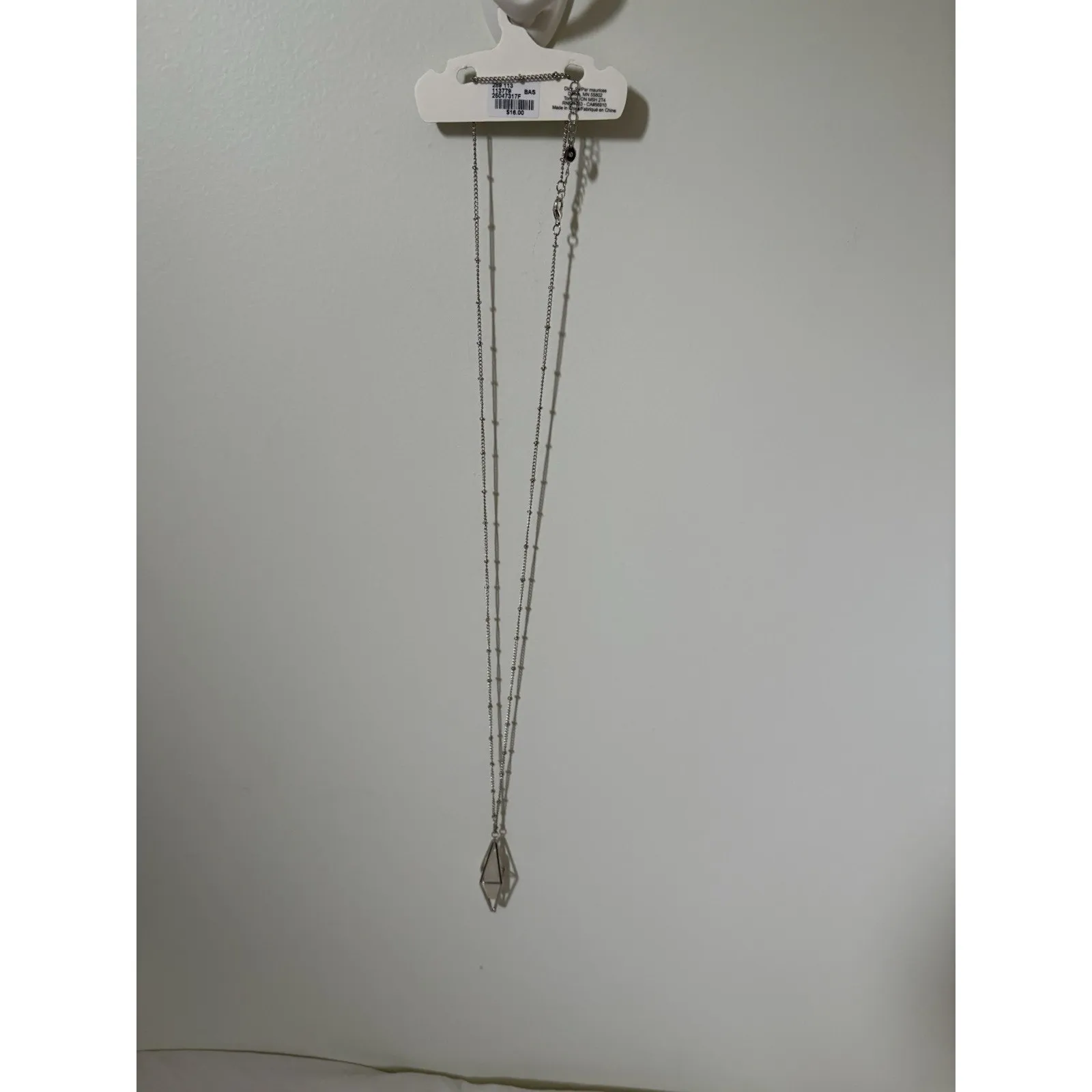 Maurices Silver Tone Phenacite Pendant Necklace 18" Adjustable Lobster Clasp NEW - Image 6