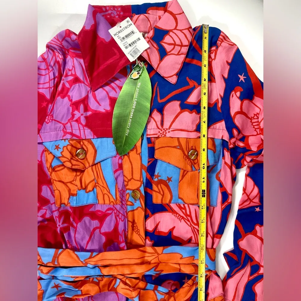 NWT  Floral Print Tie Waist Long Sleeve Midi Dress Size XS - Image 14