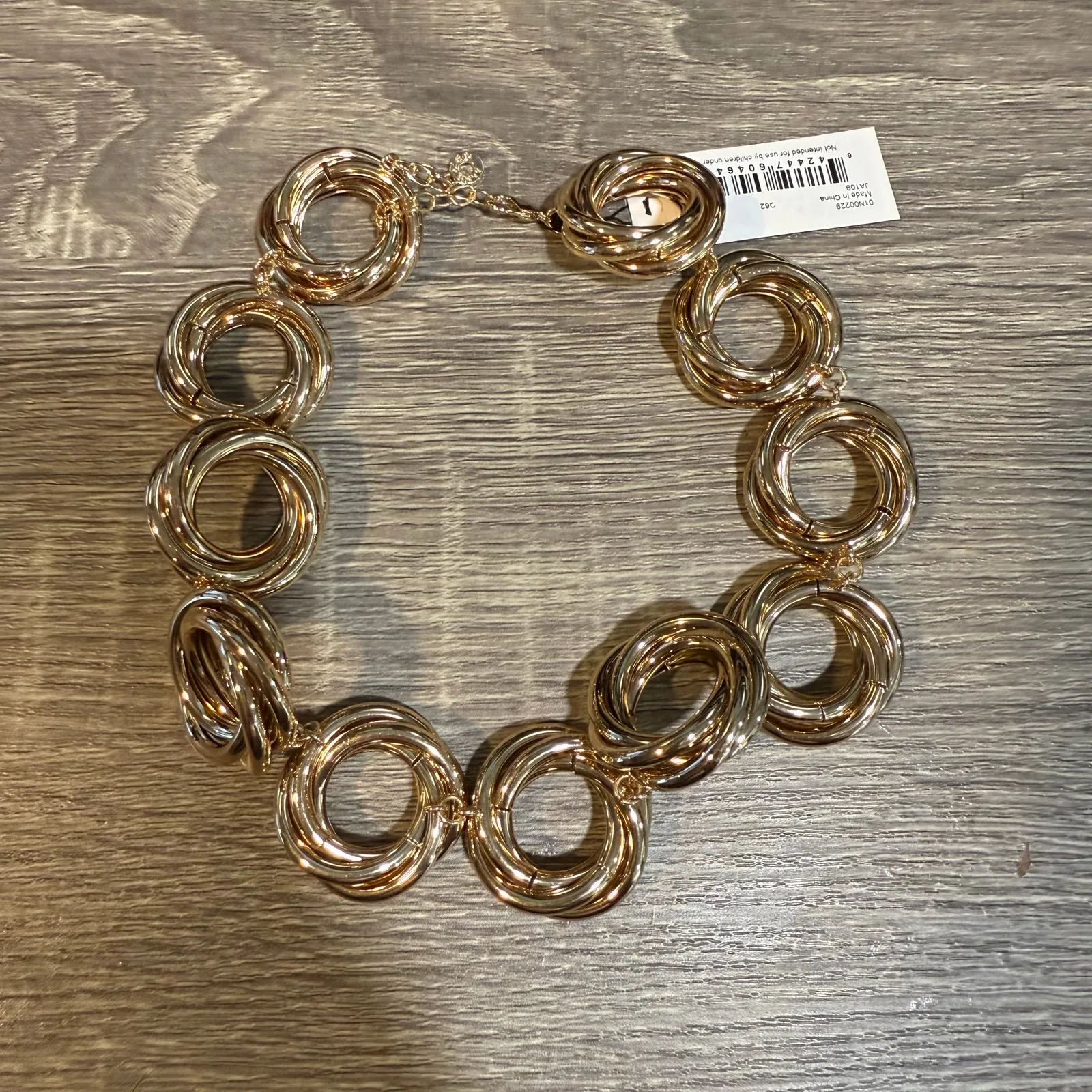 Anne Klein Gold Tone Circle Knot All Around Statement Necklace NWT - Image 4