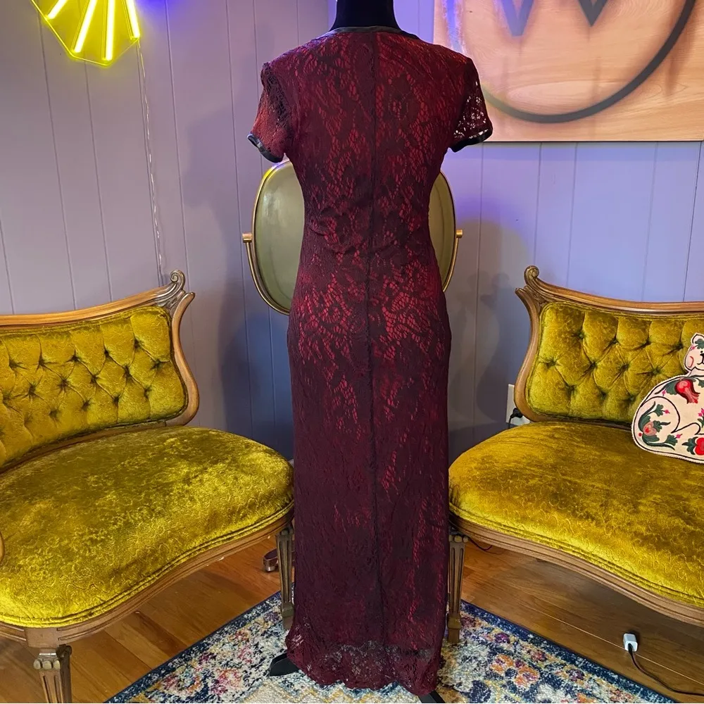 Vintage 90s Breakin’ Loose Burgundy Lace Dark Romance Gothic Glam Maxi Dress Black Size undefined - Image 6