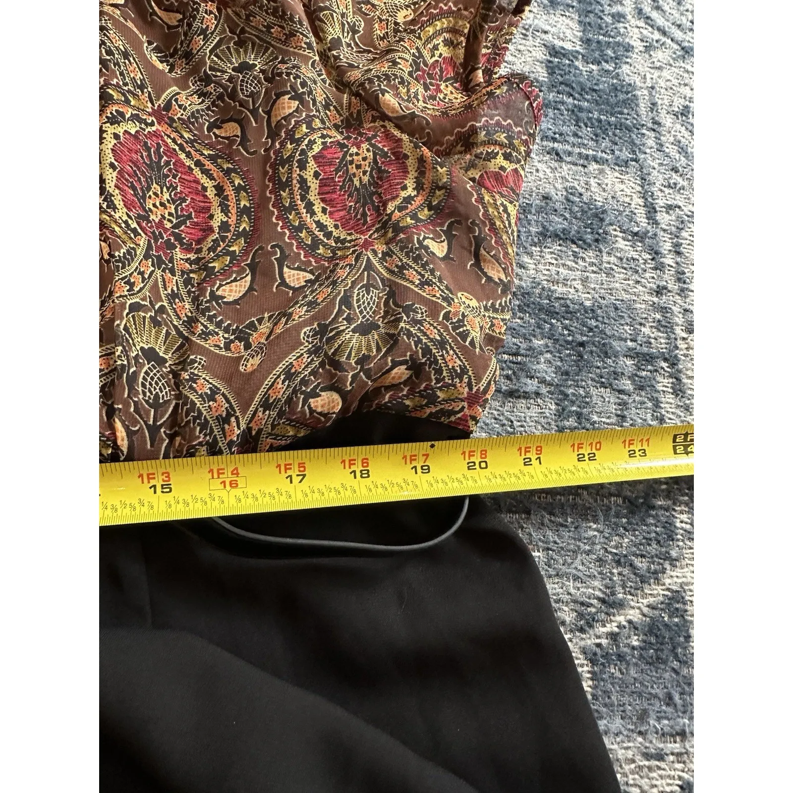 Fashion Bug Dress Vintage Size 18W Black Skirt/Paisley Top Short Sleeve Belted - Image 11