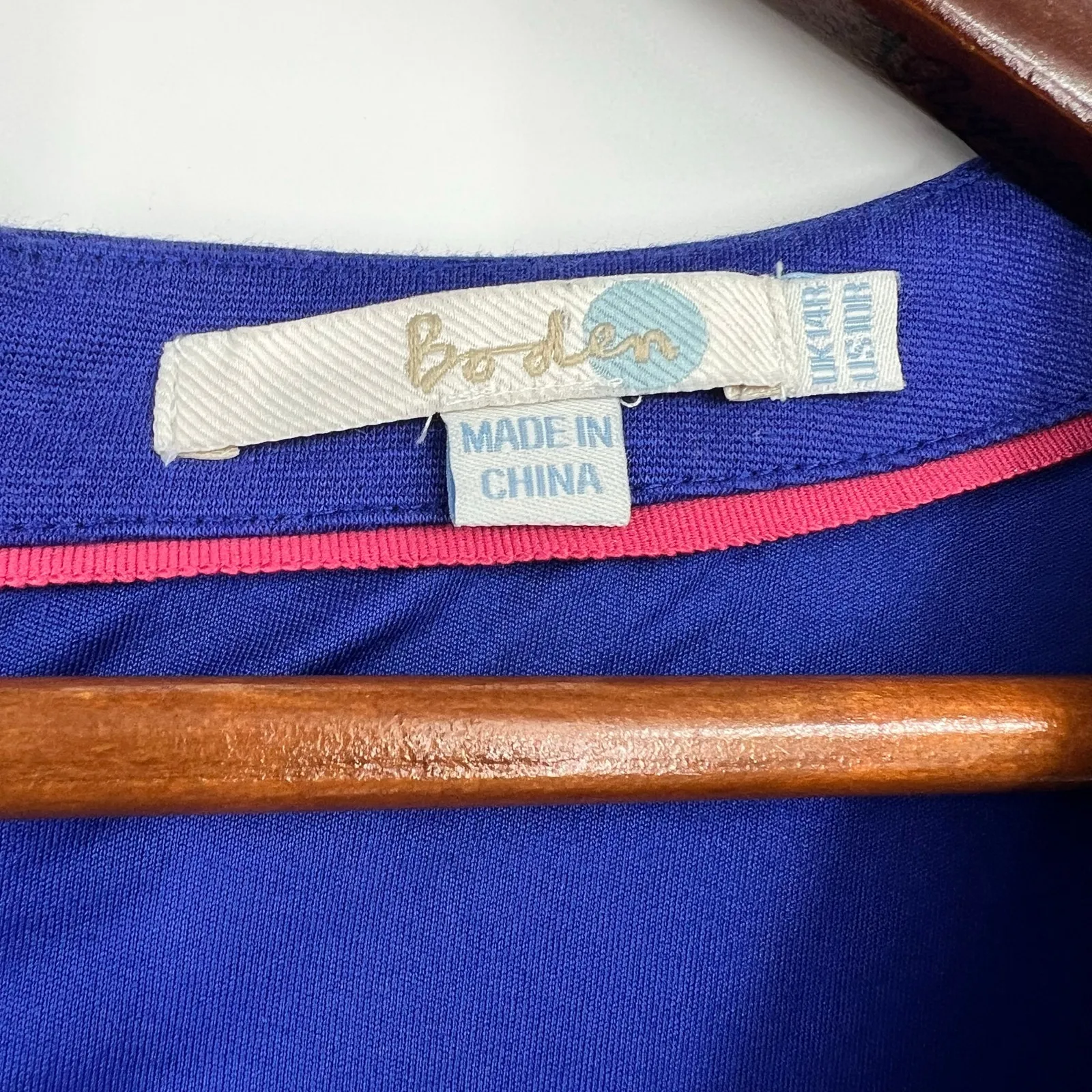 Boden "Honor" Ponte Knit Ruched Pencil Dress Blue Violet Short Sleeve U Neck 10R Size 10 - Image 5