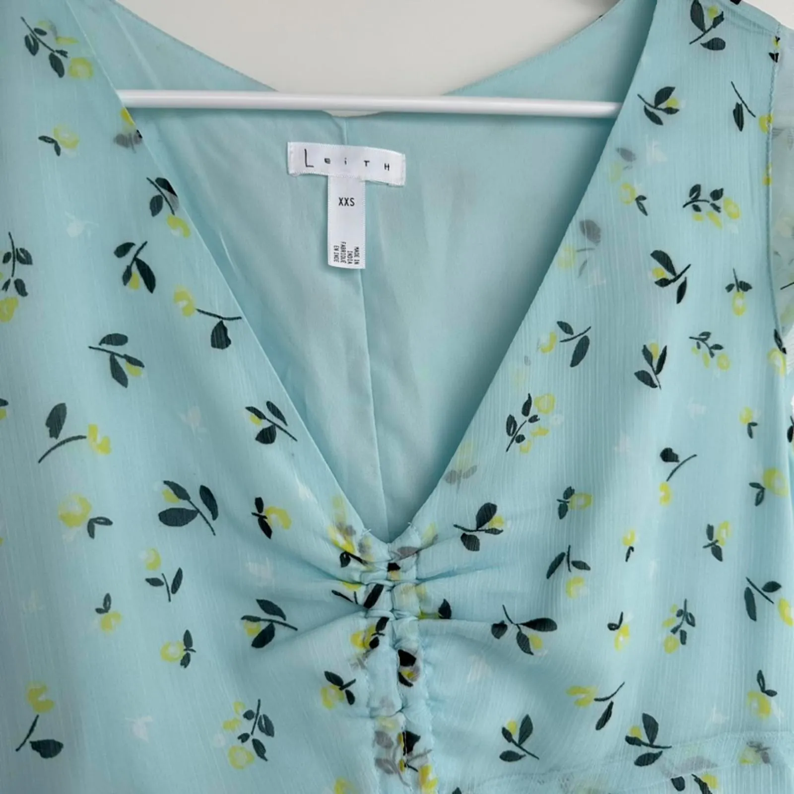 Leith Cap Sleeve Mini Dress Blue Glow Nina Floral NWT Size XXS - Image 8
