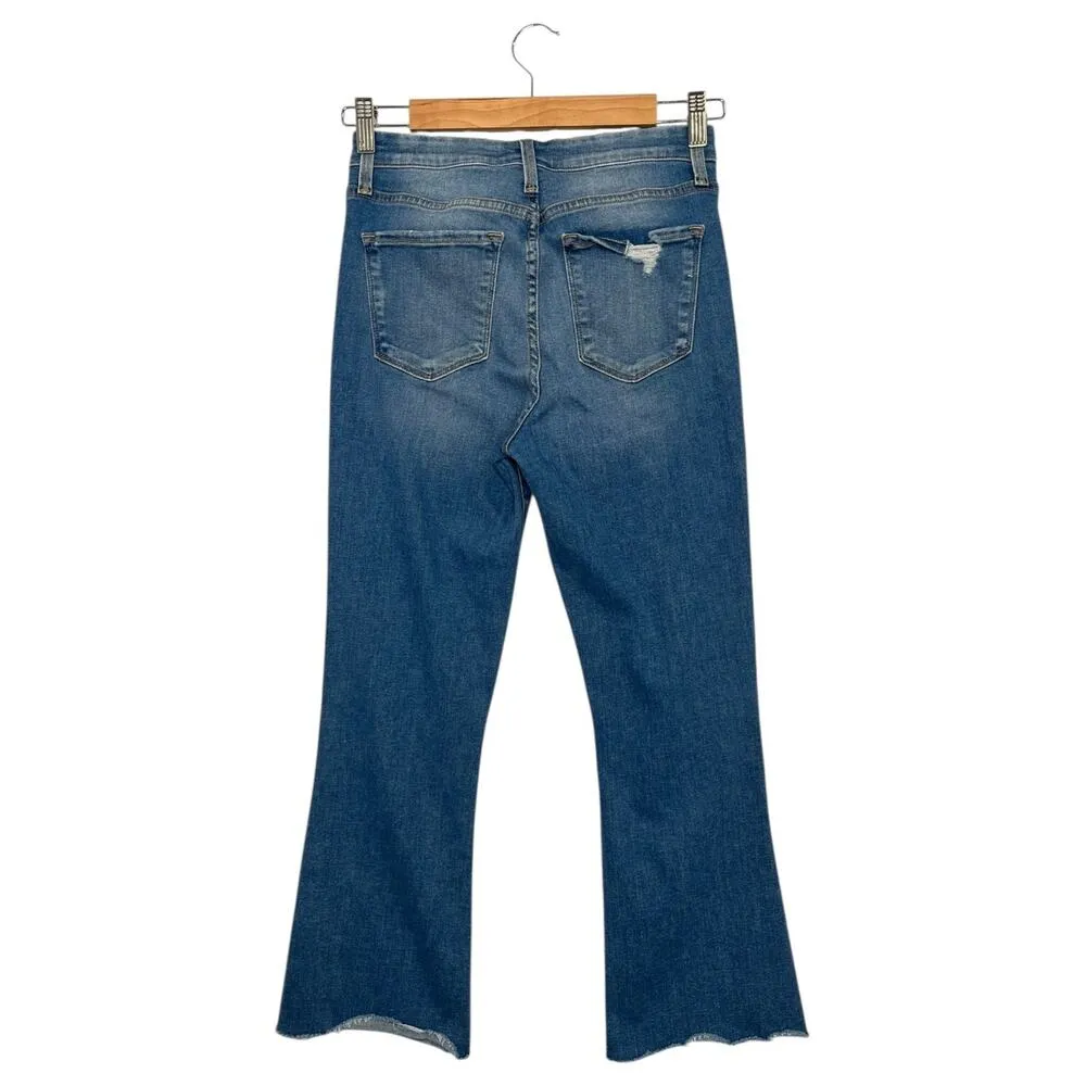 Flying Monkey Jeans Womens 26 Blue High Rise Ankle Flare Distressed Light Wash - Image 2