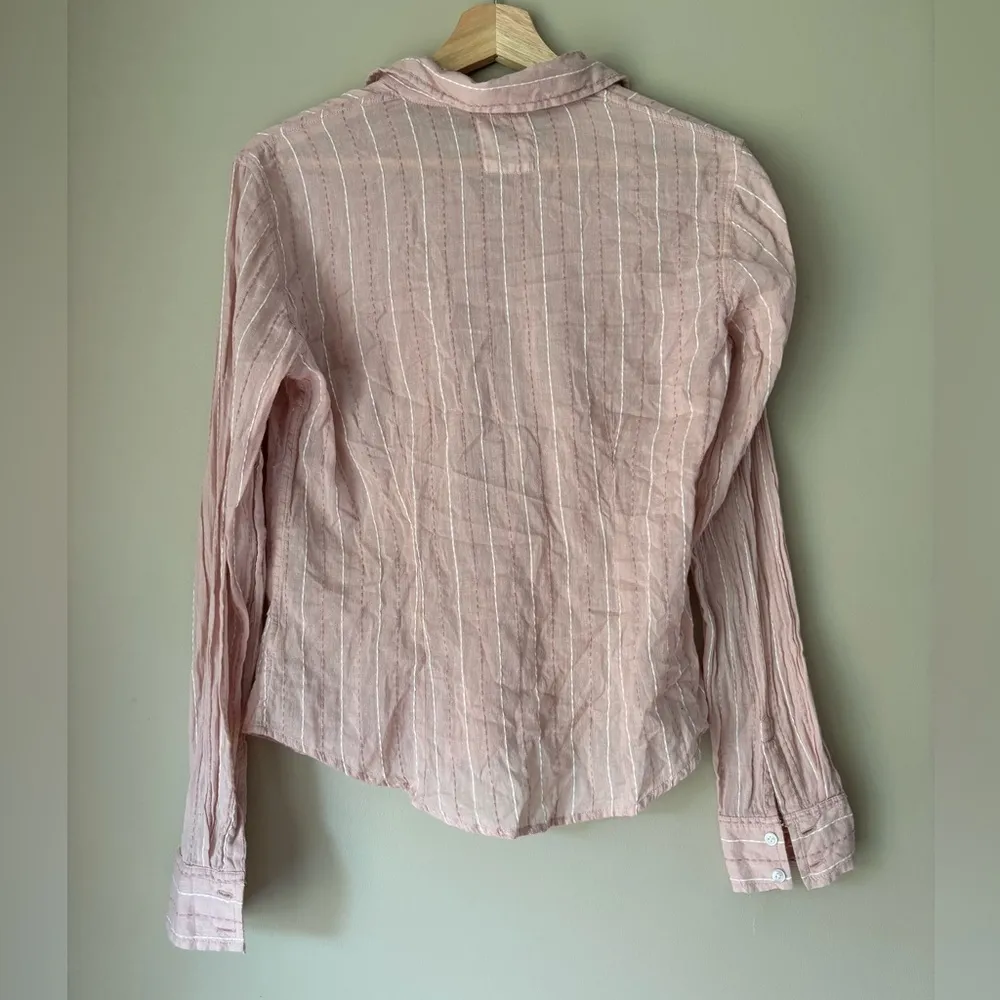 American Eagle Pink Cotton Button-up Top - Image 9
