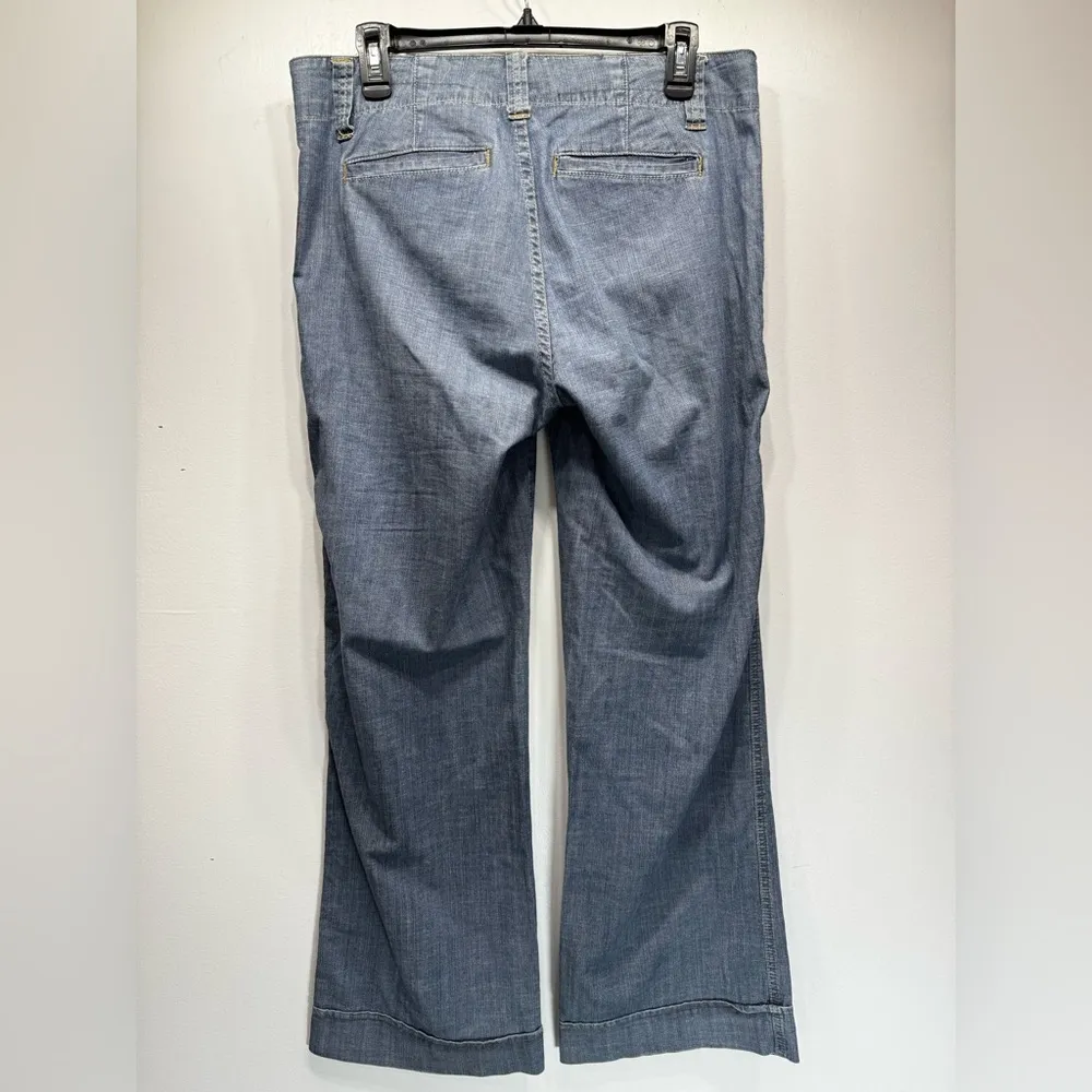 Nautica Wide Leg Jeans Lightweight Chambray Denim Cuffed Hems Prep Indie Sleaze - Image 3