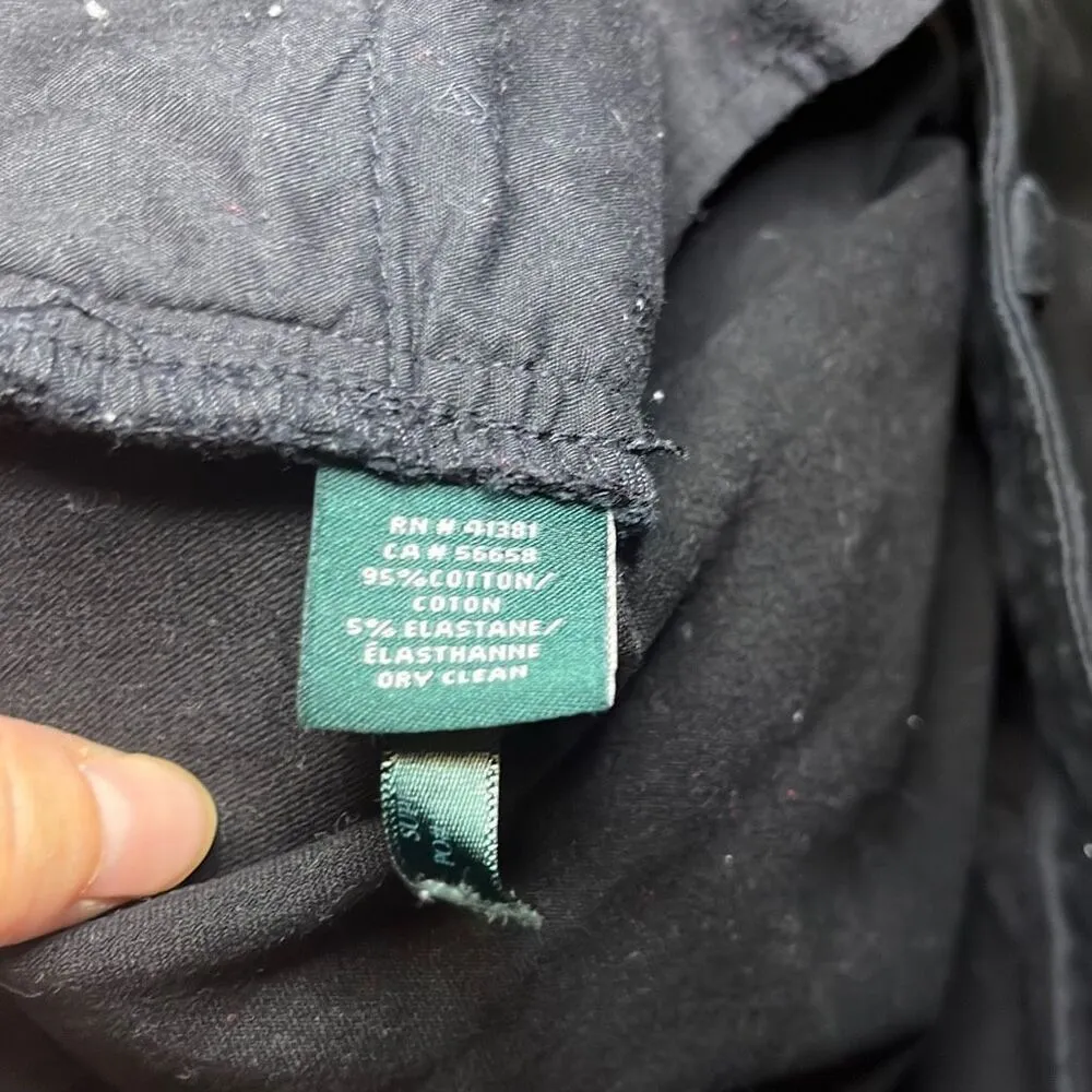 LRL Lauren Ralph Lauren Black Straight Leg Mid Rise Adelle Jeans Size 8 Stretch - Image 5