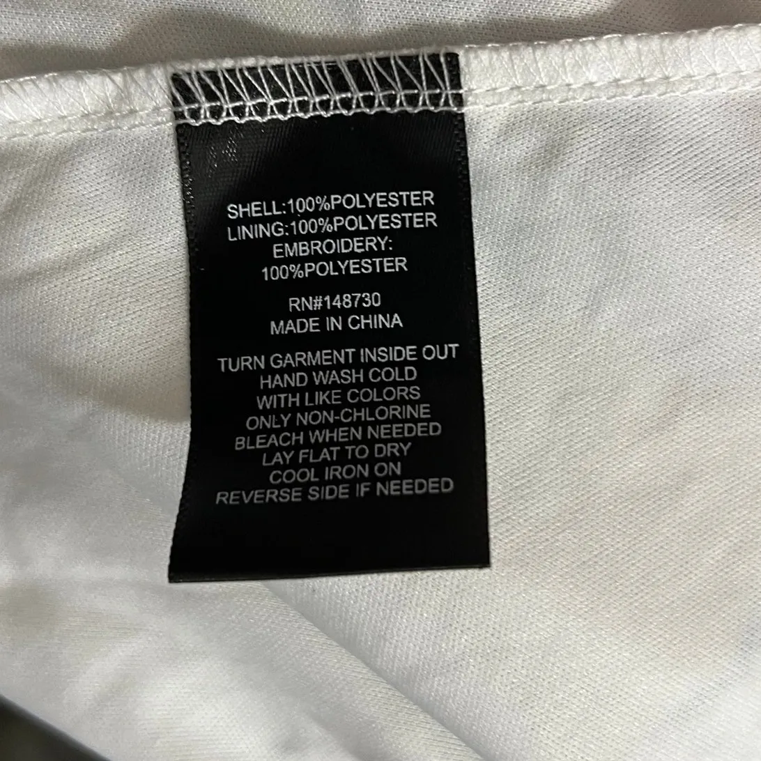 ECI Mini Dress White Multicolor Embroidered Floral Flare Sleeveless Back Zip L - Image 7