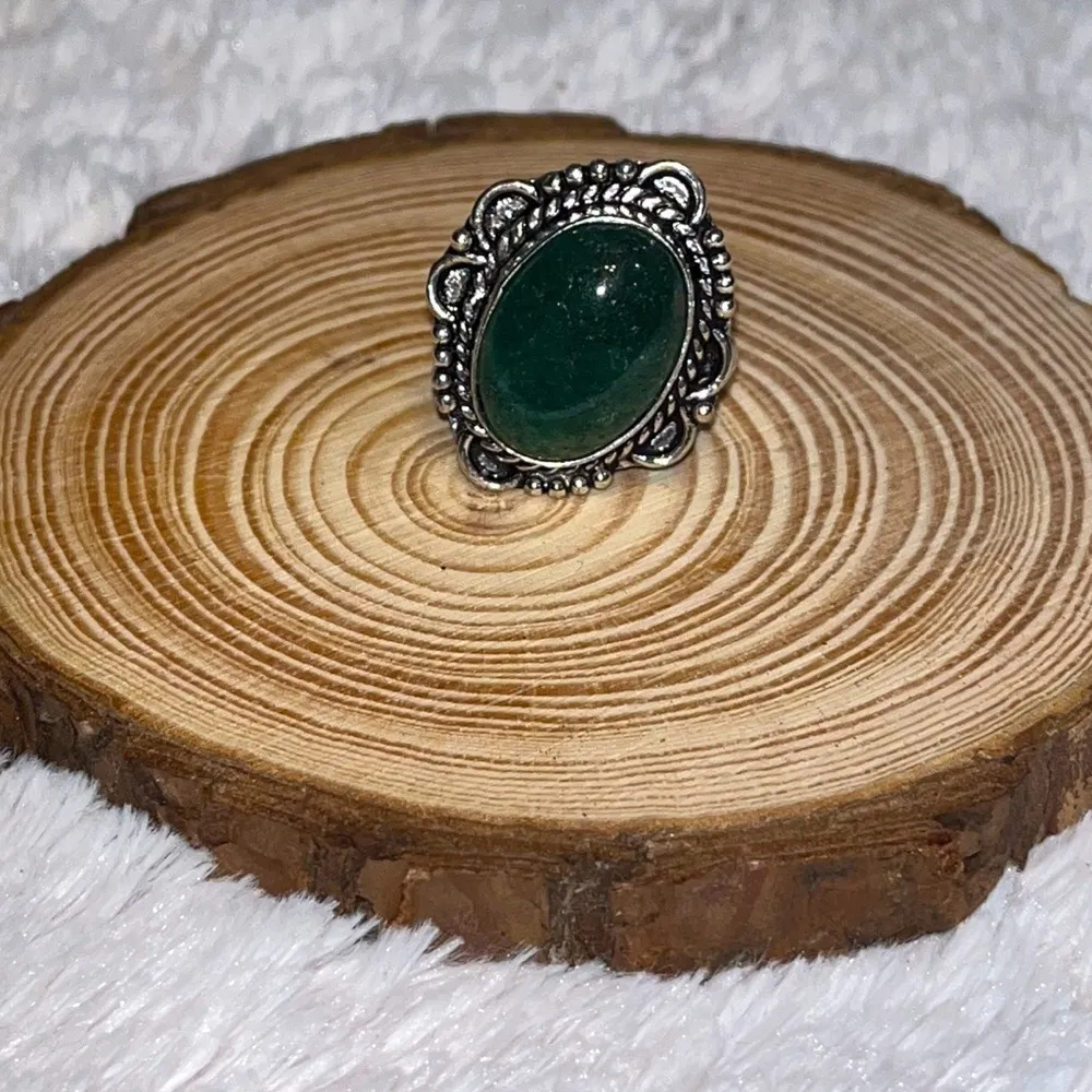 Green Aventurine Ring 925 Stamped - Image 2