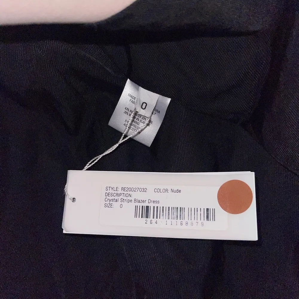 AREA Crystal Nude Stripe Blazer Button Front Dress Size 0 - Image 16