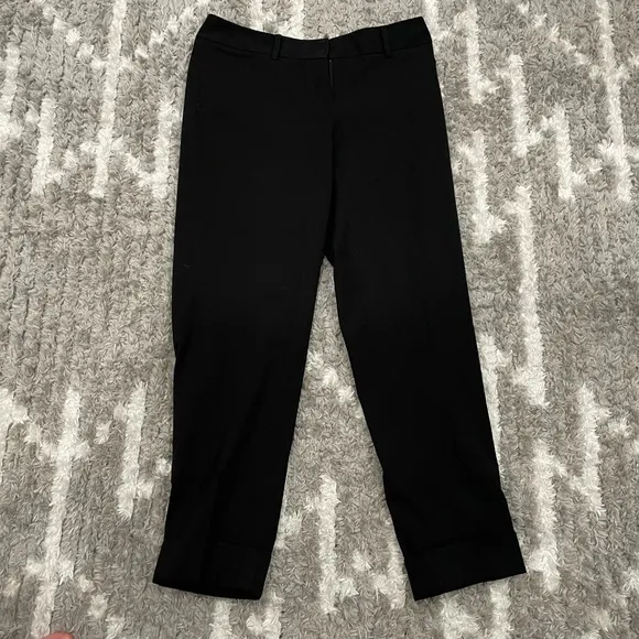White House Black Market Legacy Tapered Ankle Cuffed Hem Pants Black 4 - Image 2
