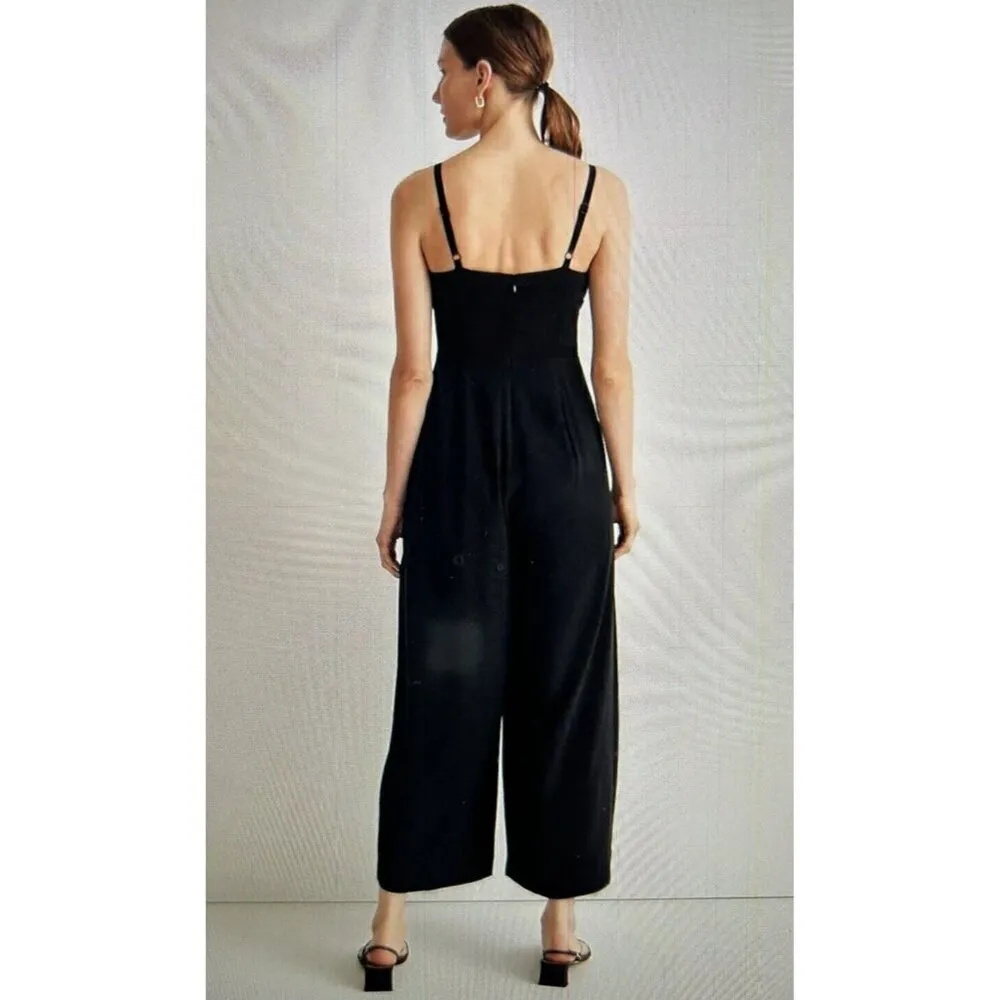Madewell Amira Square-Neck Wide-Leg Sleeveless Jumpsuit Black Size 6 - Image 3