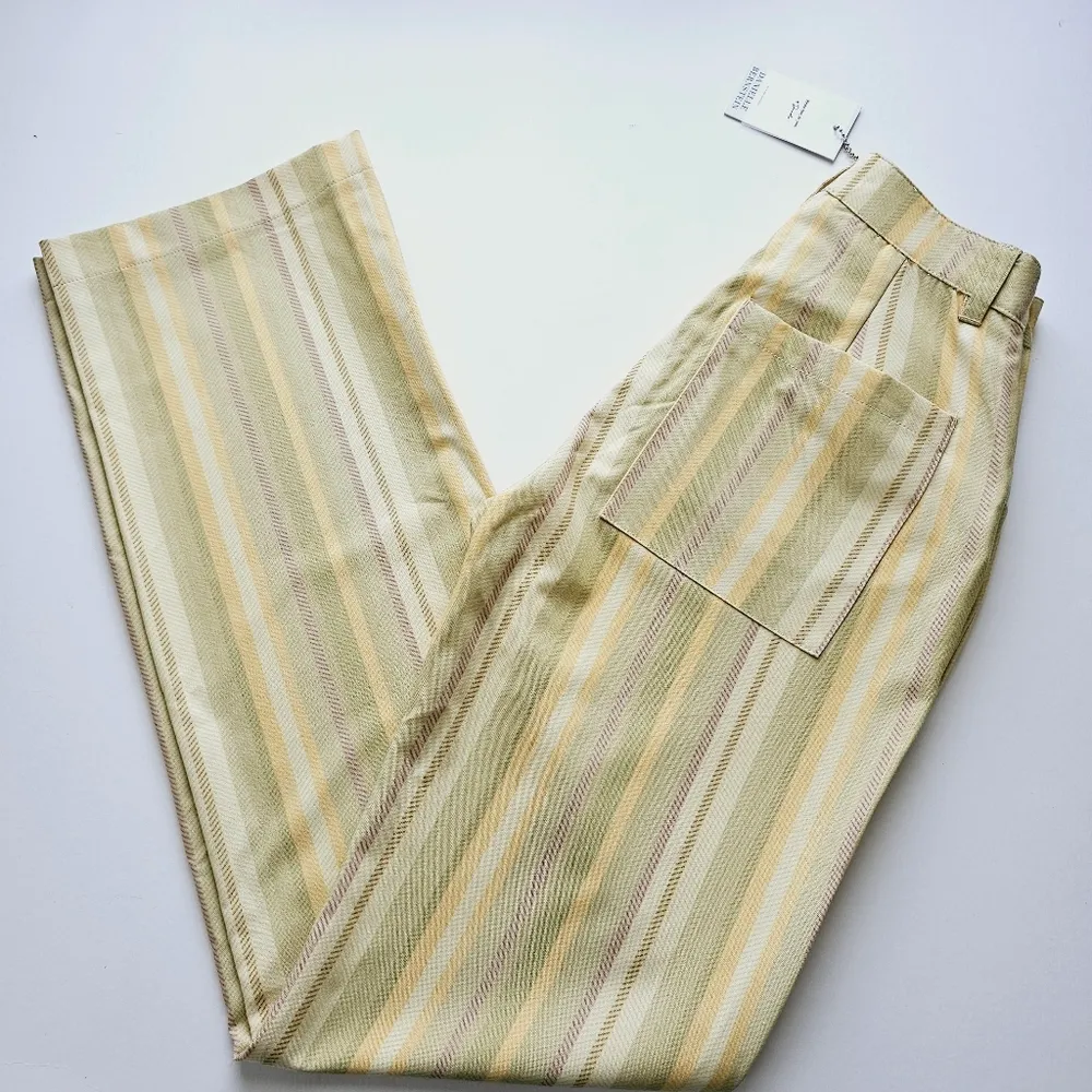 Danielle Bernstein Celedon & Jade Striped Classic Trousers Size 0 - Image 2