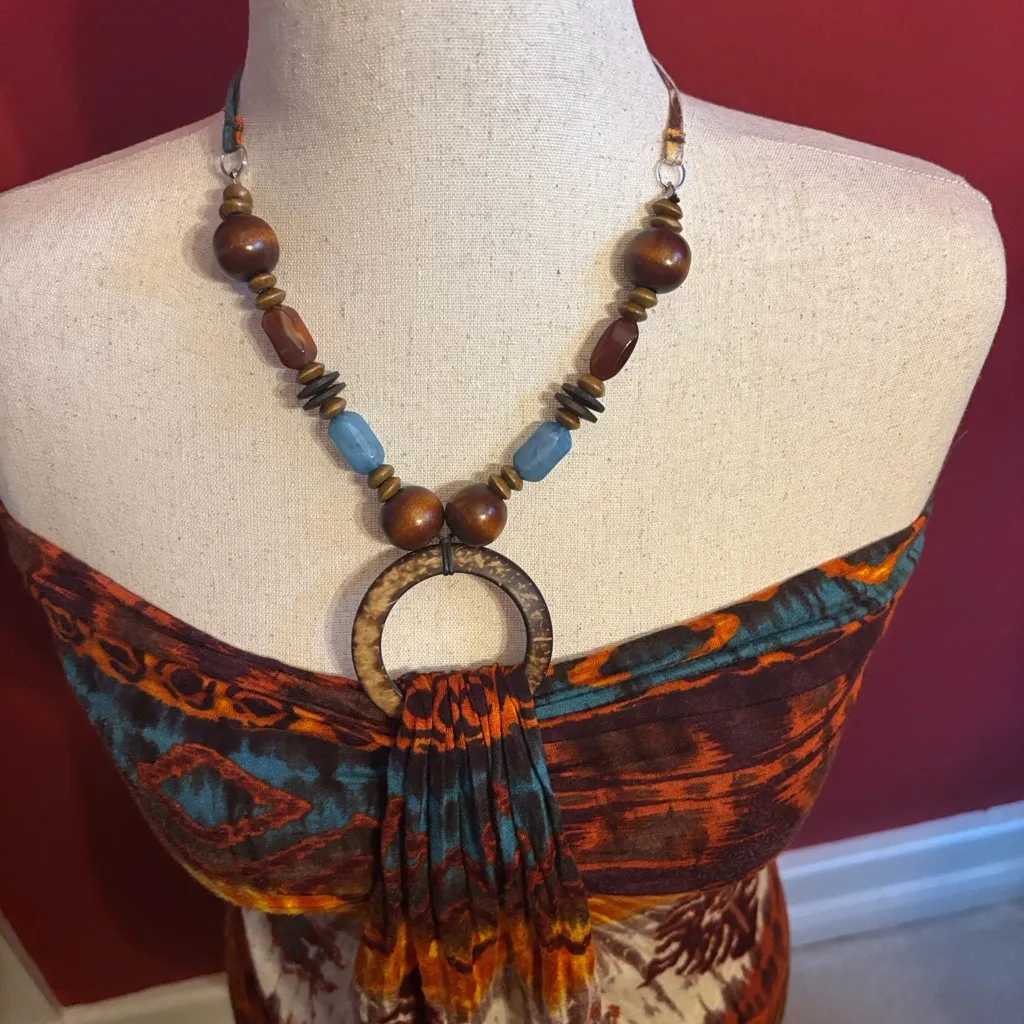 Vintage wet seal maxi dress size large strapless tribal - Image 7