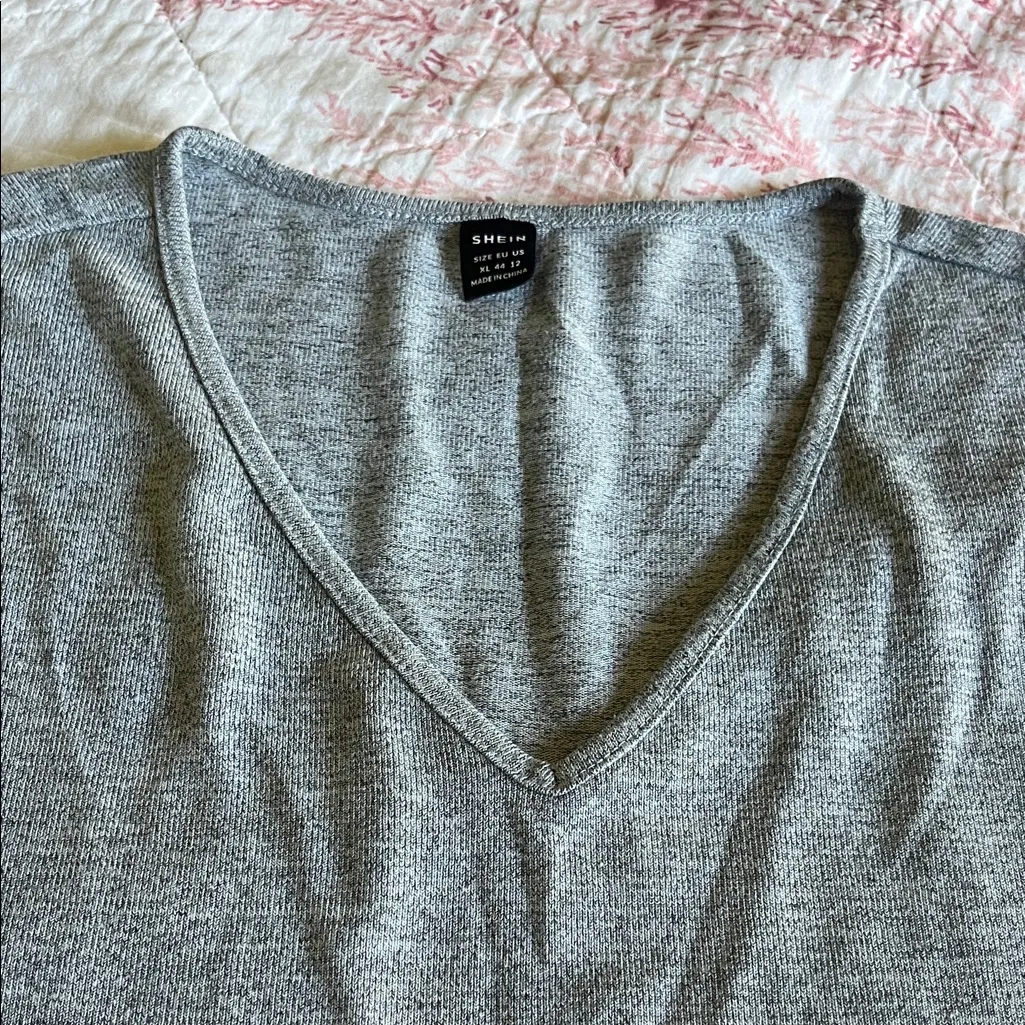 Gray V-Neck Sweater top - Image 2