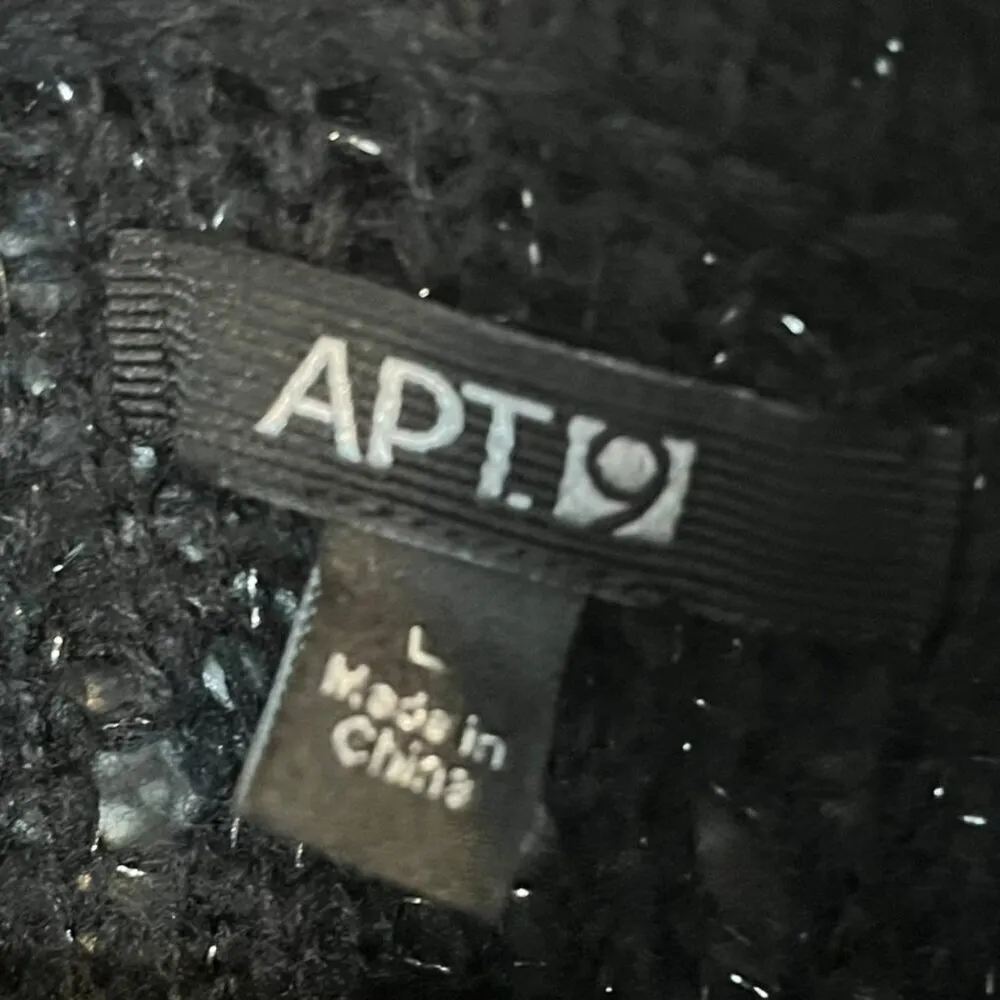 APT 9 Size L Pullover Knit Sweater‎ Black Metallic Threading Cozy Winter - Image 4