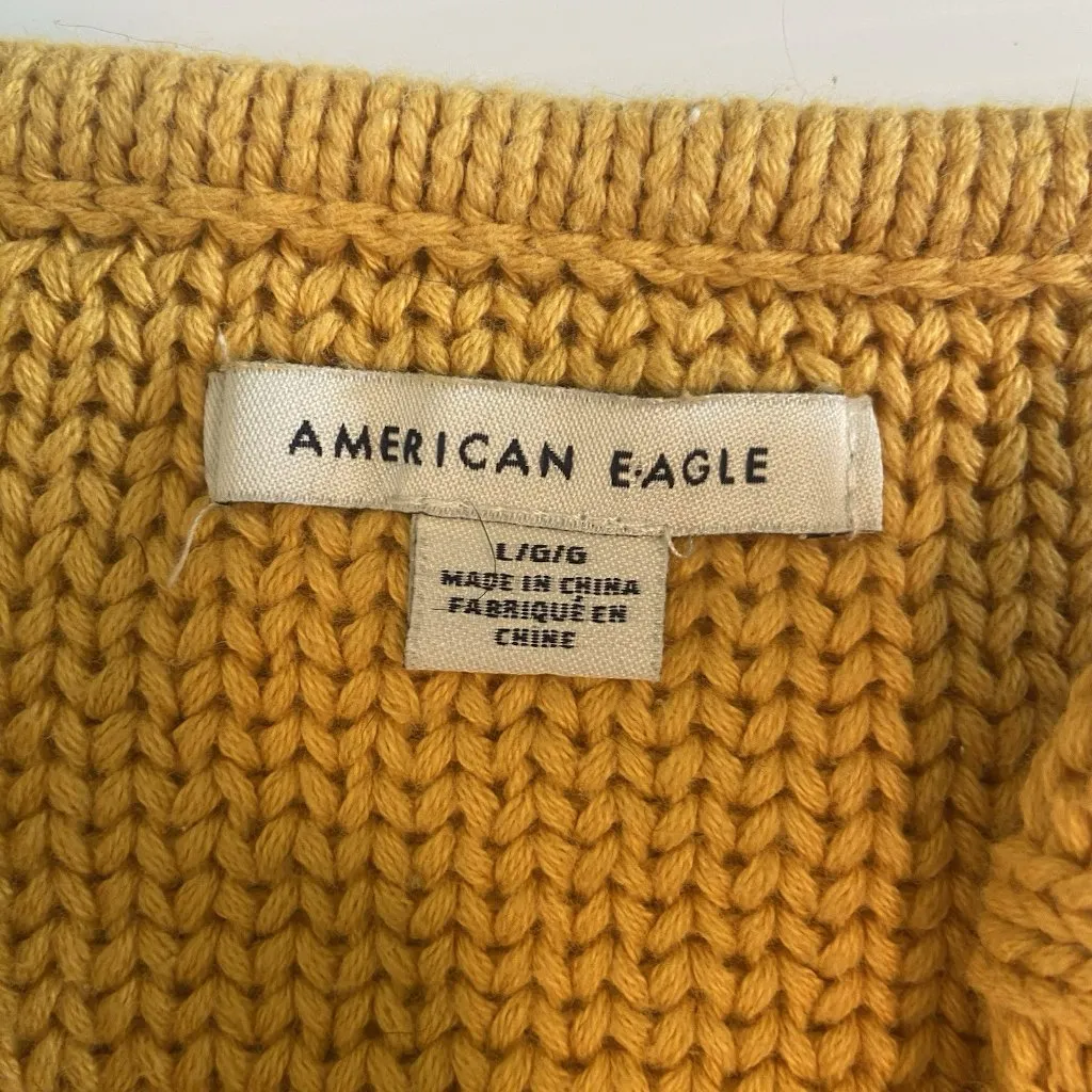 American Eagle Crochet Knit Babydoll Cami Top Sz L Gold Y2K Coquette Boho Hippie - Image 5