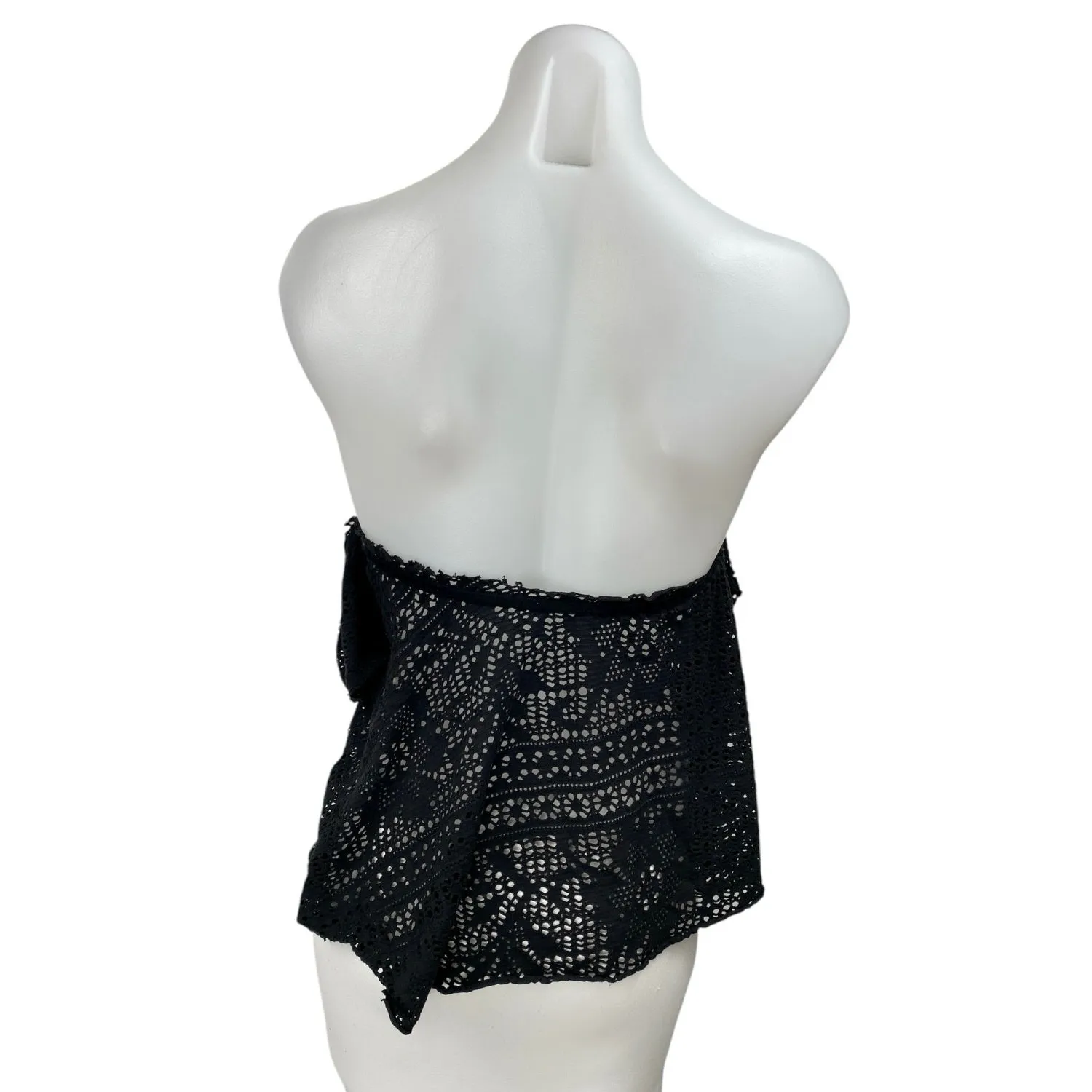 Free People Beach Black Eyelet Off The Shoulder Cover Up Crop Blouse Top Size S - Image 2