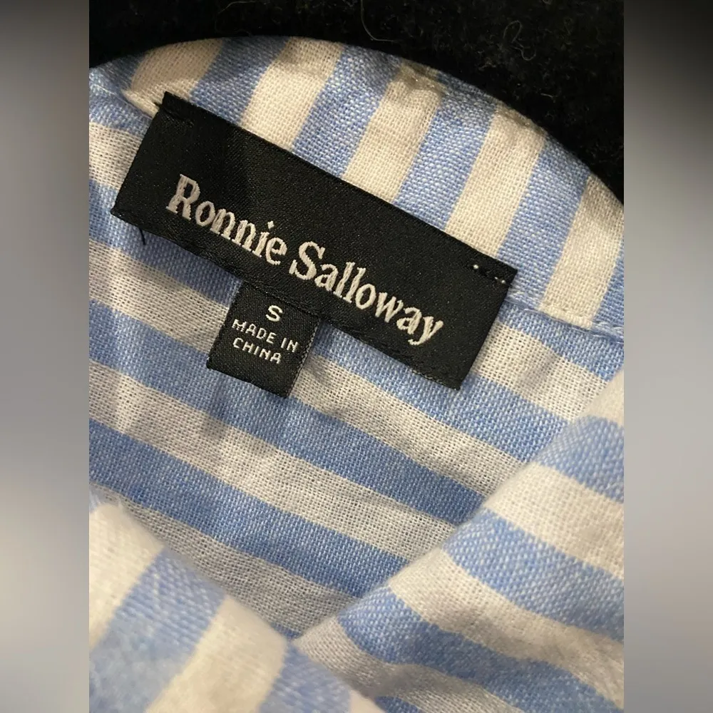 Ronnie Salloway White Blue Stripe Soft Cotton Asymmetrical Tunic Top Size S - Image 9