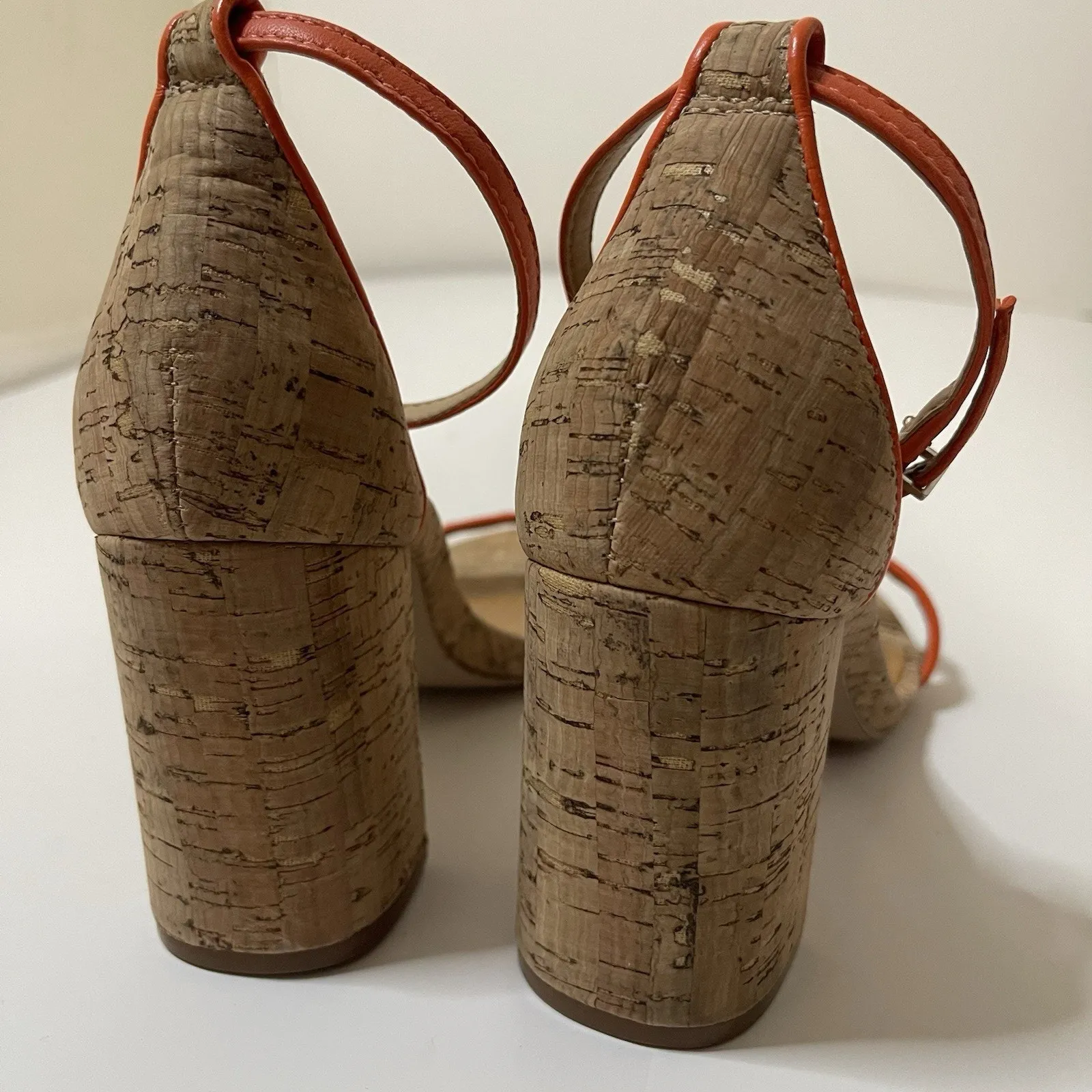SCHUTZ Cadey Lee Block Casual Leather Sandal orange trim cork US 7.5 - Image 6
