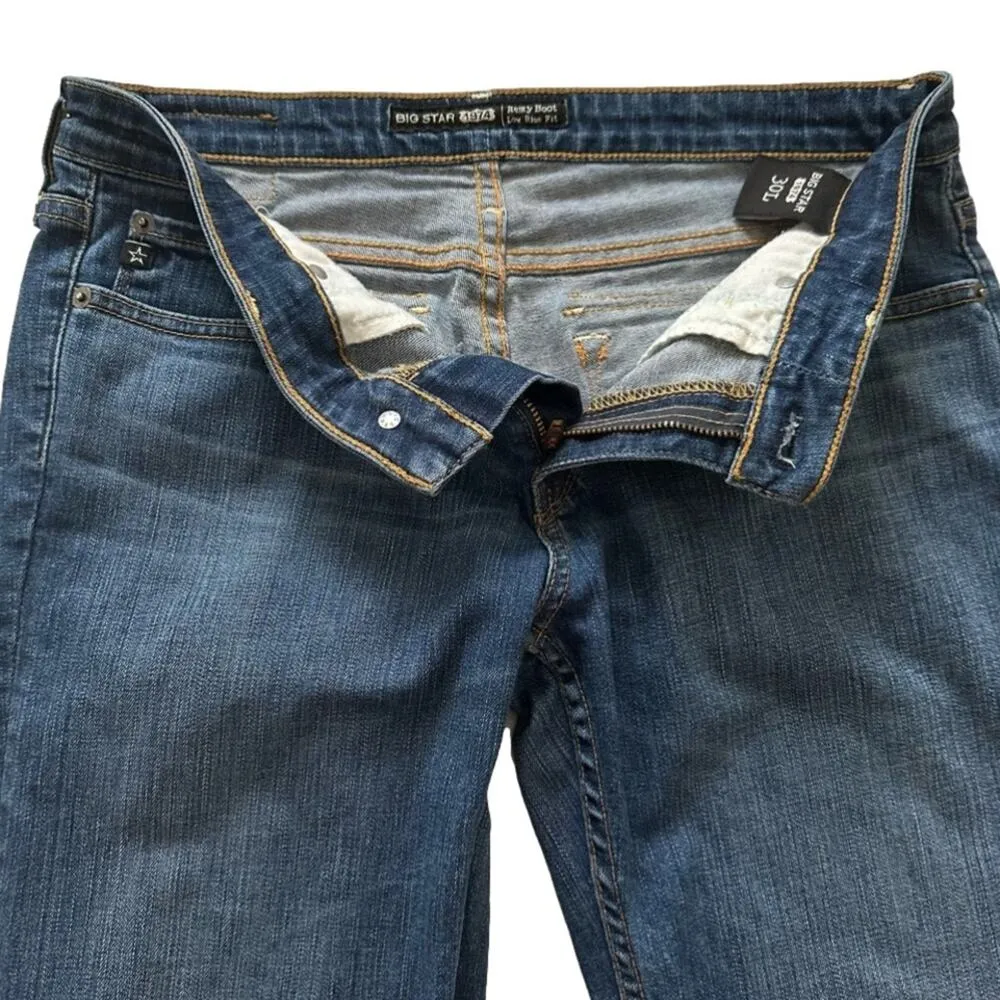 Big Star Jeans Low Rise Remy Flap Pocket Embroidered Bootcut Stretch Size 30L - Image 8