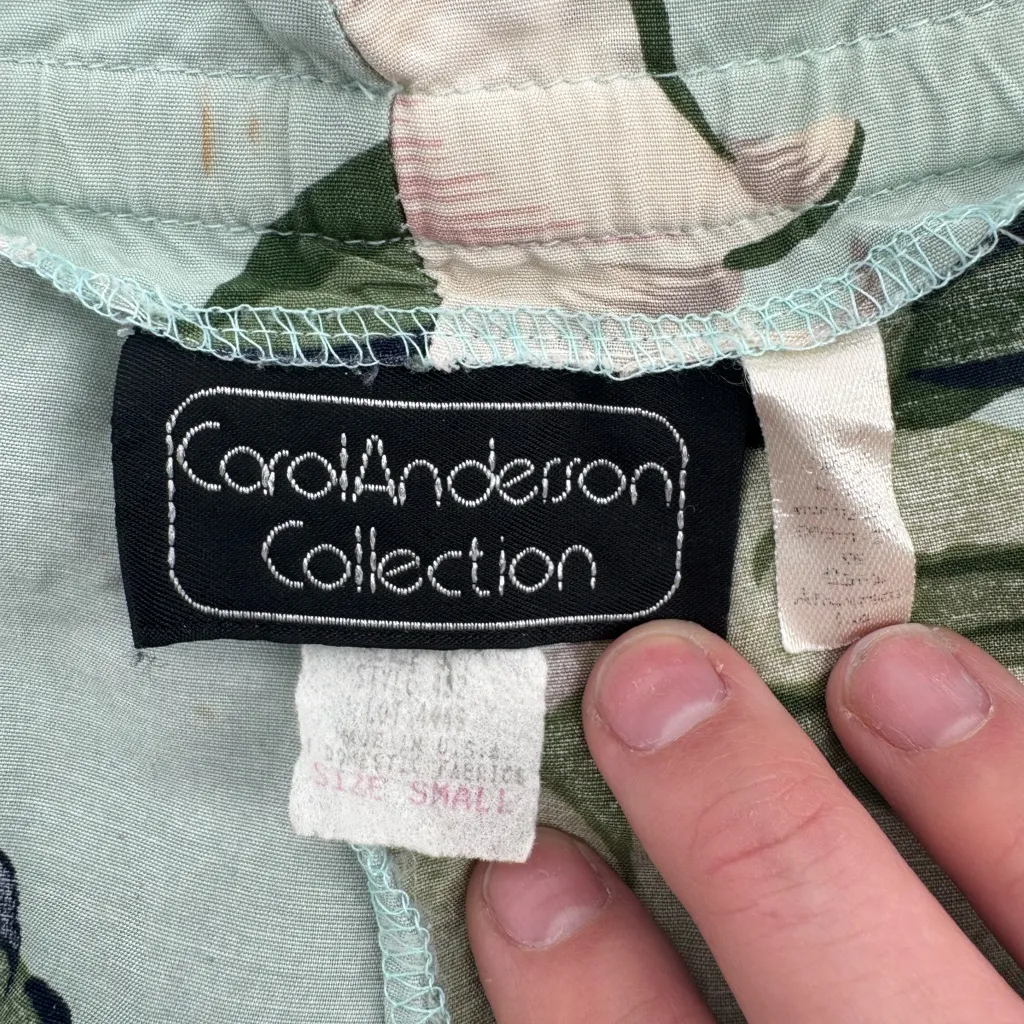 Carol Anderson Tropical Floral Vacation Wide Leg Pants Green Pink Size Small - Image 4