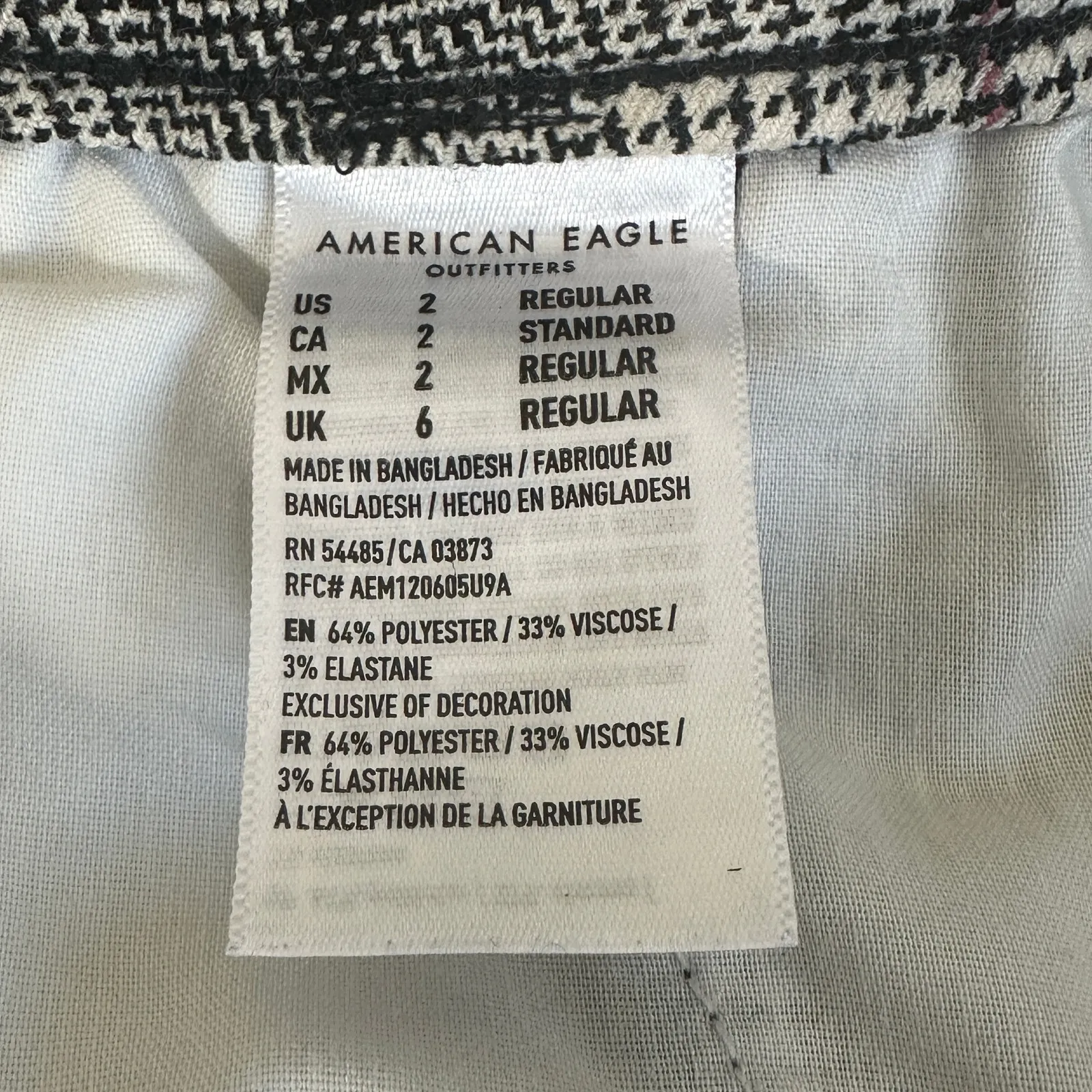 American Eagle Crop Pants Womens 2 Black Plaid Checkered Preppy Dark Academia - Image 8