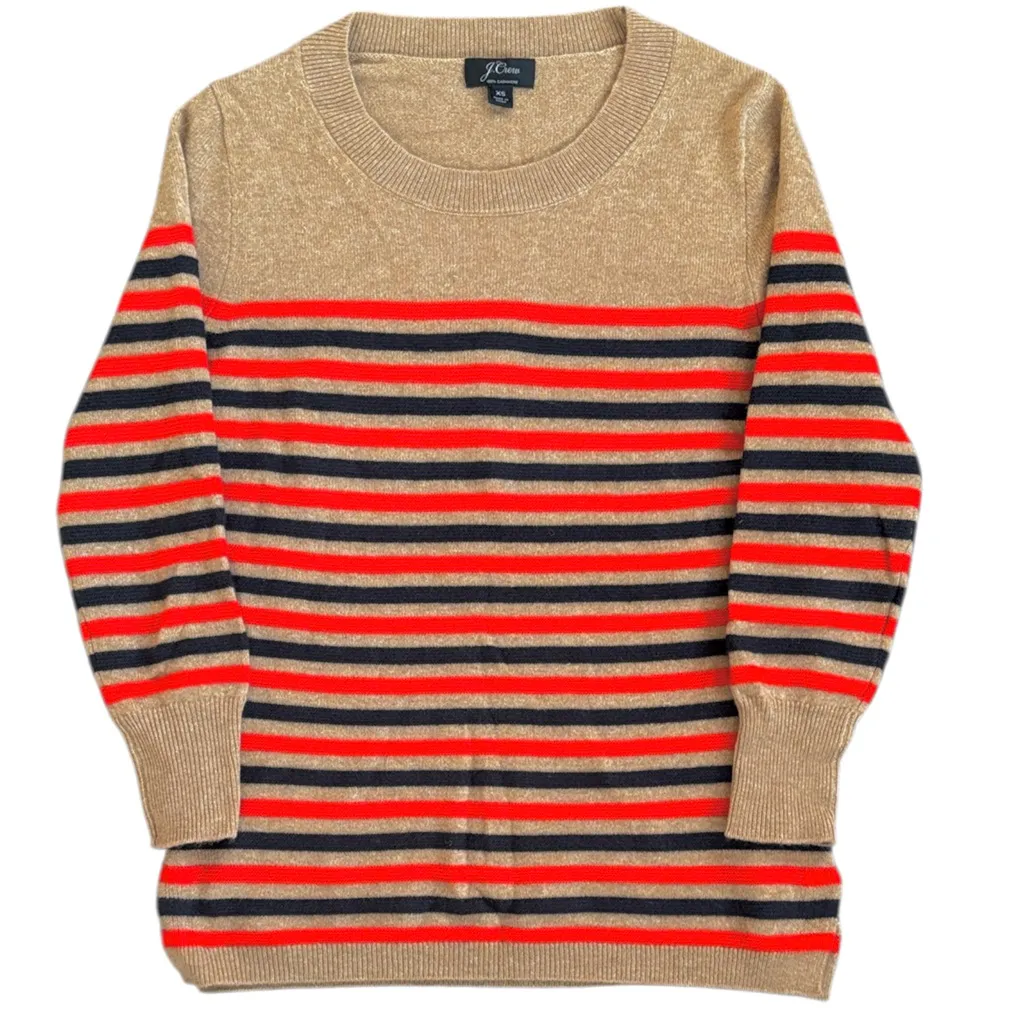 EUC J. Crew 100% Cashmere Striped Sweater Size XS - Image 2