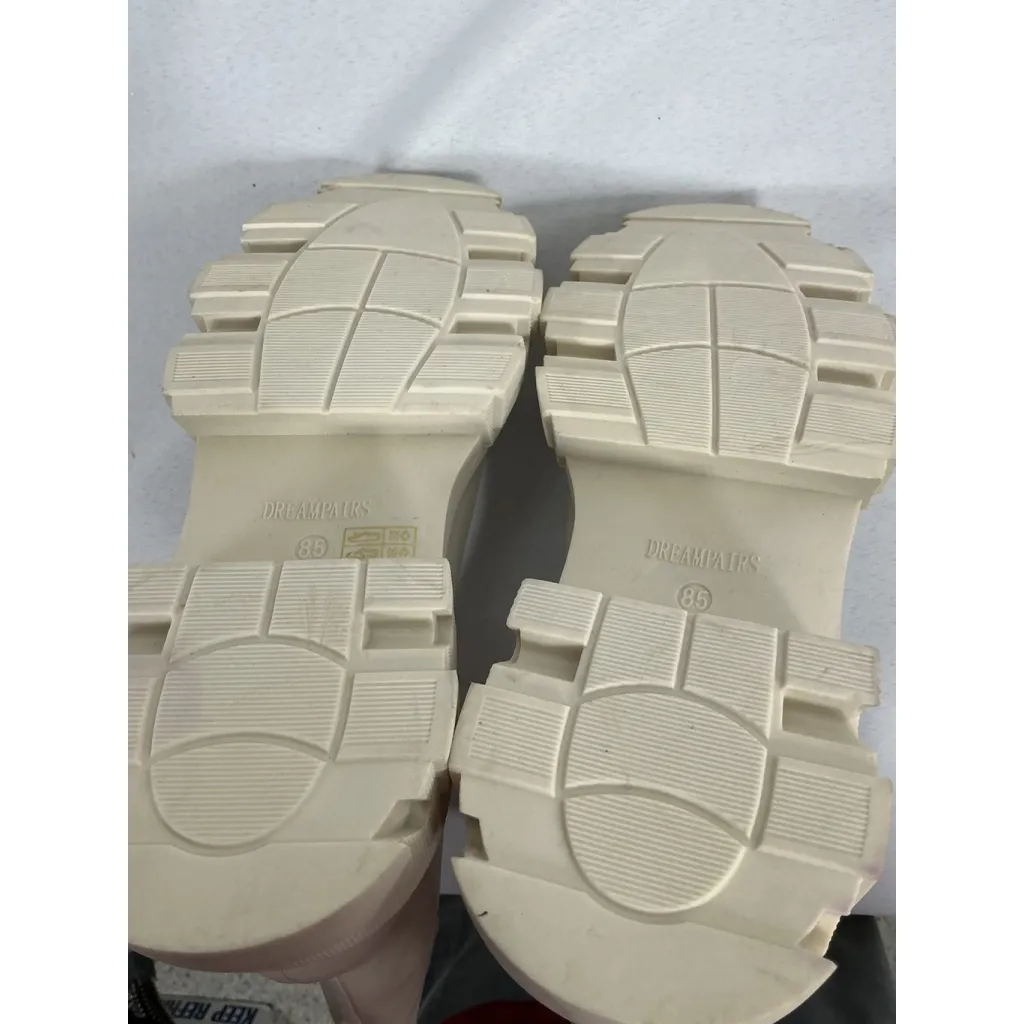Womans Dream Pairs Pullon Ankle Boots 8.5 Cream Chunky Heel Elastic Ankle NWOT - Image 7