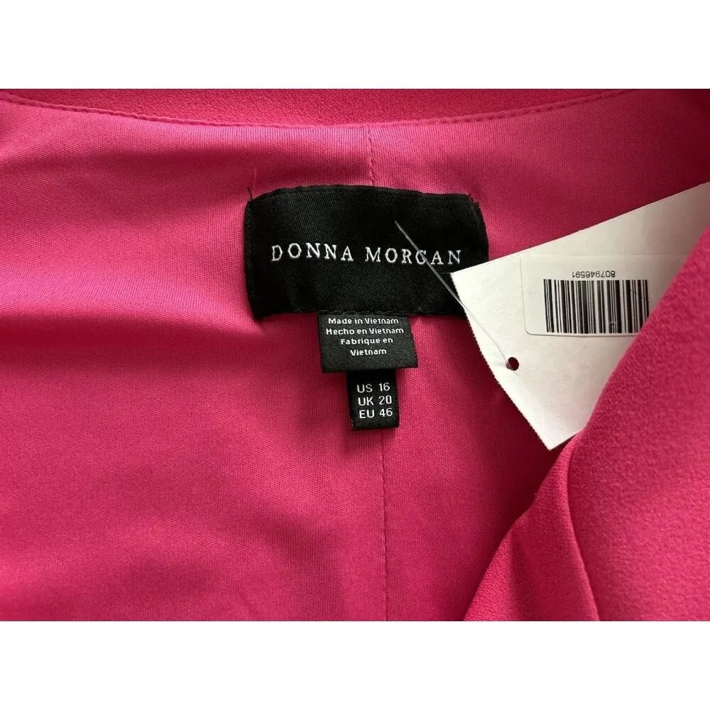 Donna Morgan Sleeveless V-Neck Wrap Crepe Sheath Dress Magenta Size 16 - Image 4