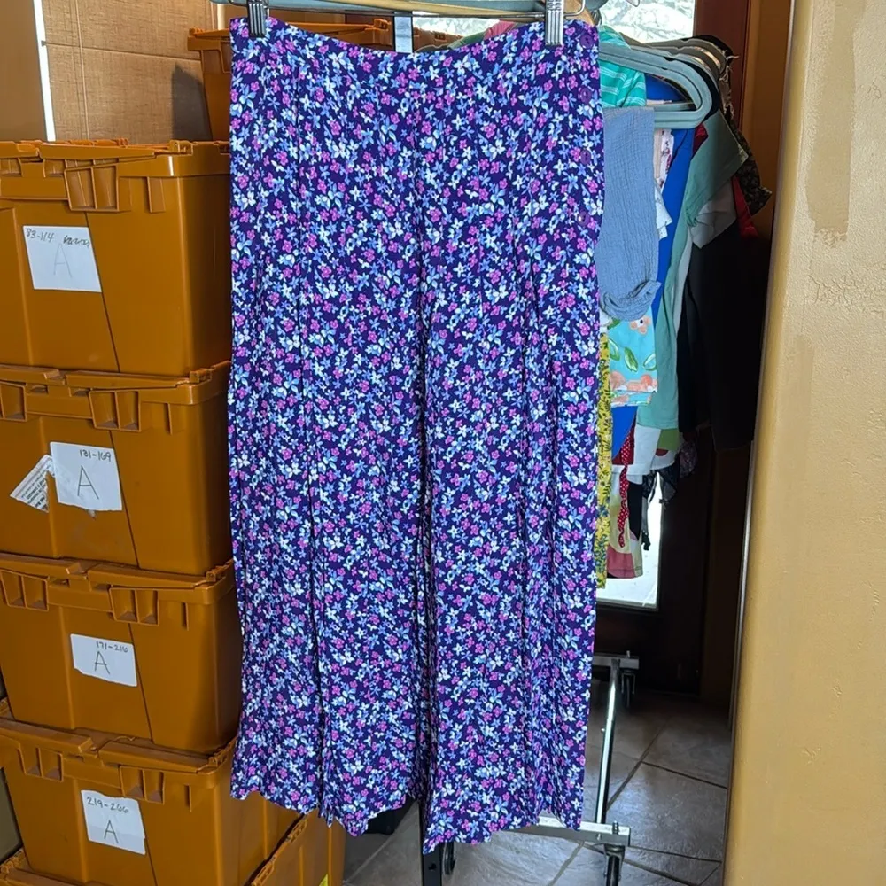 Vintage Diane Von Furstenberg Purple & White Ditsy Floral Maxi Skirt Size 8 - Image 2