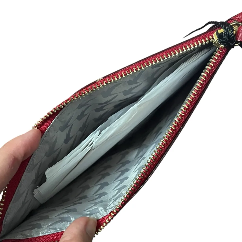 Lo & Sons NWT Large Saffiano Pouch Red Gold Hardware Clutch 9x6.5 - Image 8