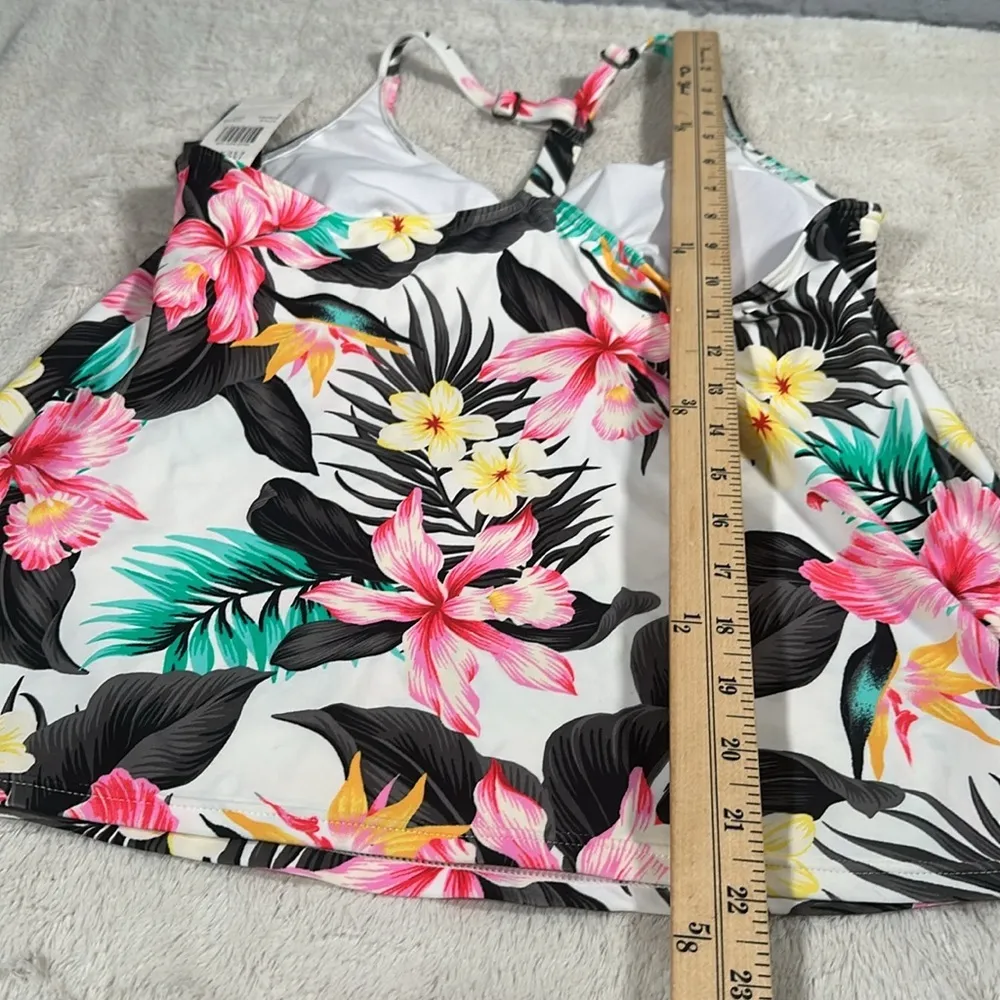 Island Escape Swim Island Escape Hawaiian Bloom Underwire Tankini Top size 6 NEW Pink - Image 8